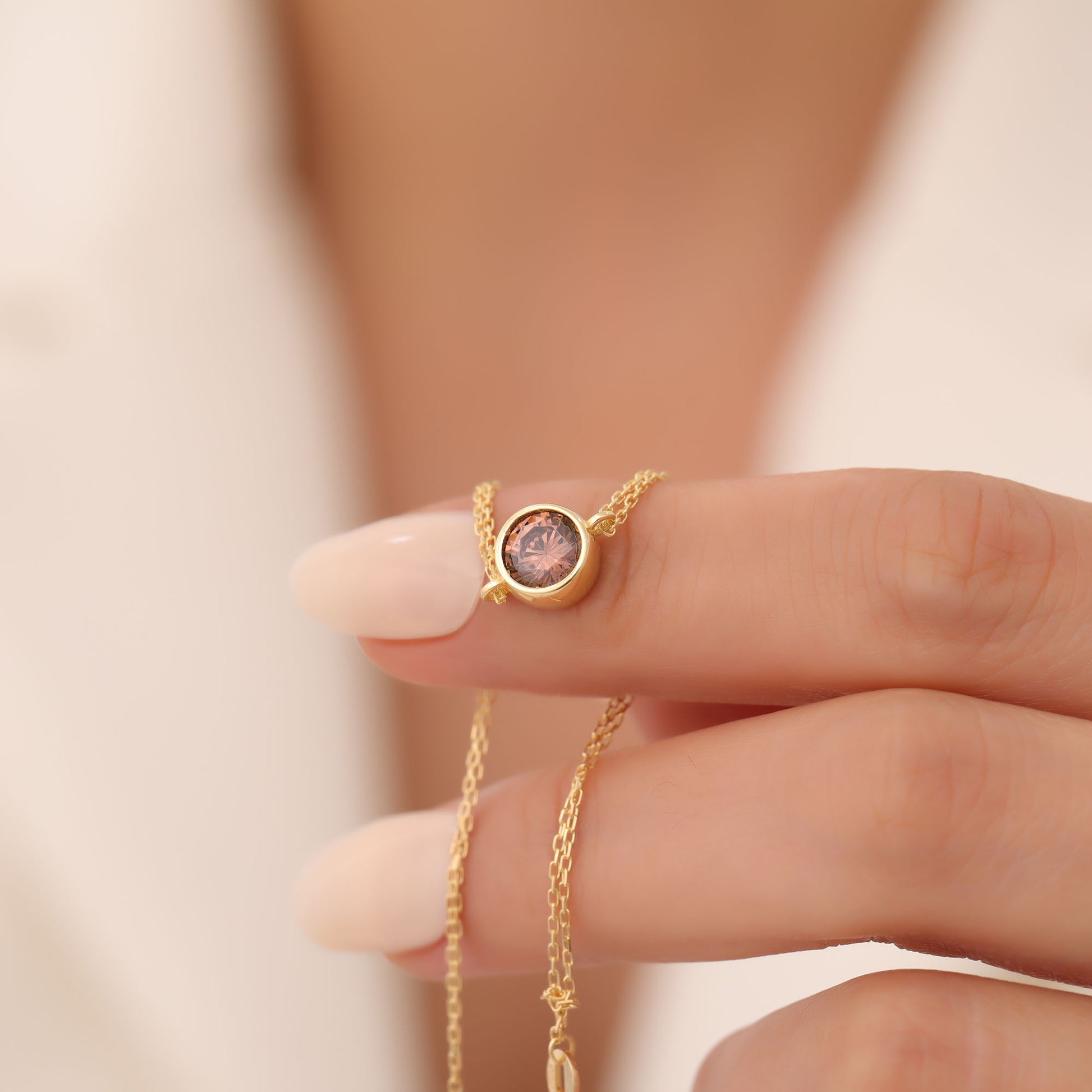 Round Smoky Quartz Bezel Bracelet in 14K Solid Gold | Birthstone Jewelry Queen Jewelry Bracelet