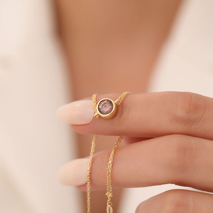 Round Smoky Quartz Bezel Bracelet in 14K Solid Gold | Birthstone Jewelry Queen Jewelry Bracelet