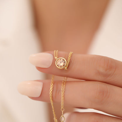 Round Citrine Bezel Bracelet in 14K Solid Gold | November Birthstone Queen Jewelry Bracelet