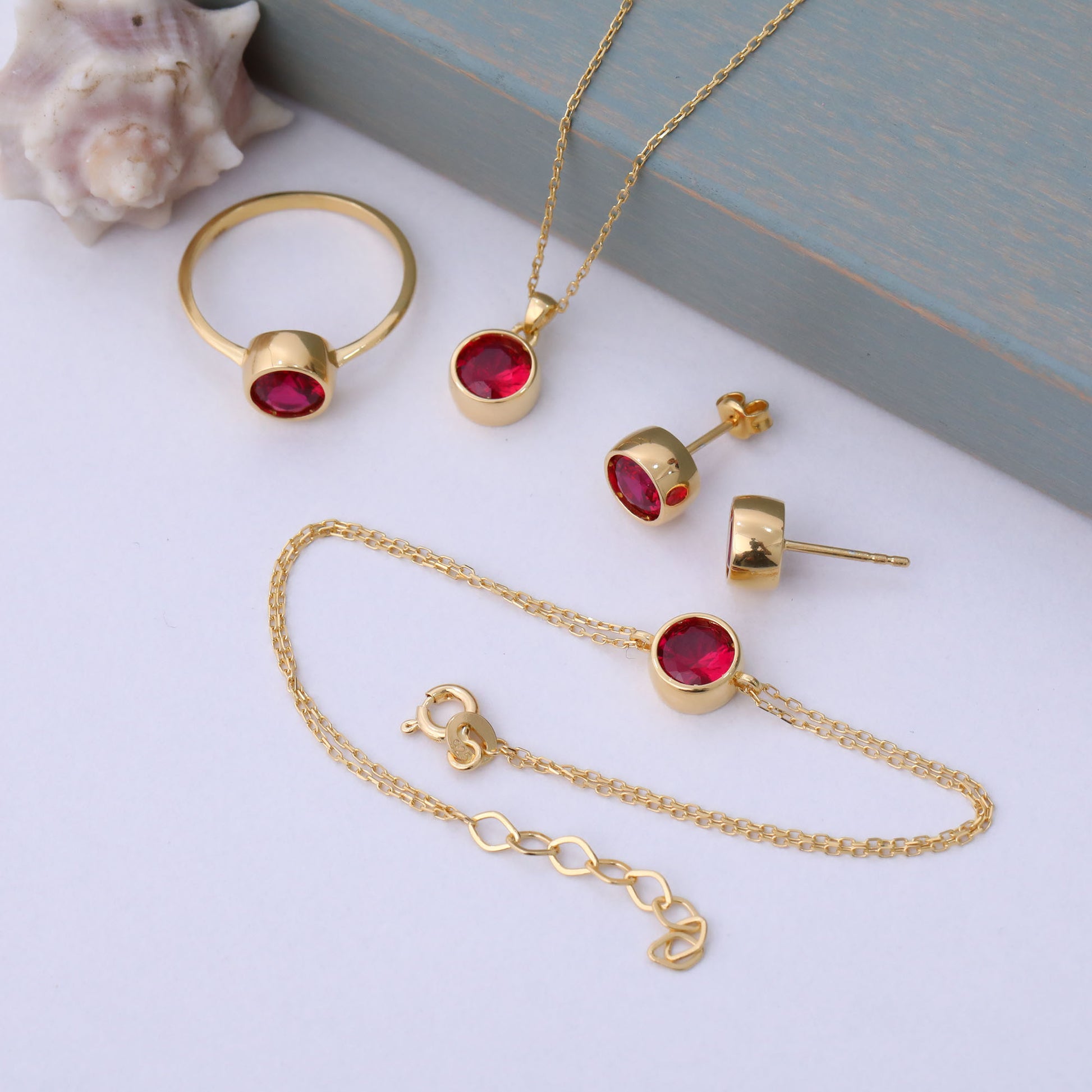 Round Ruby Bezel Necklace in 14K Solid Gold | July Birthstone Pendant Queen Jewelry Necklace