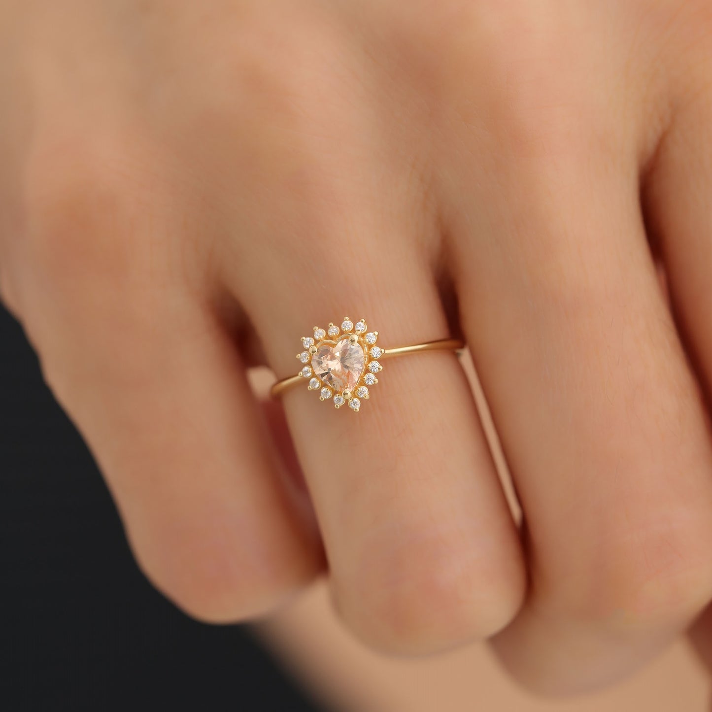 Citrine Heart Ring by 16 Real Diamonds in 14K Solid Gold, November Birthstone Jewelry Queen Jewelry Rings
