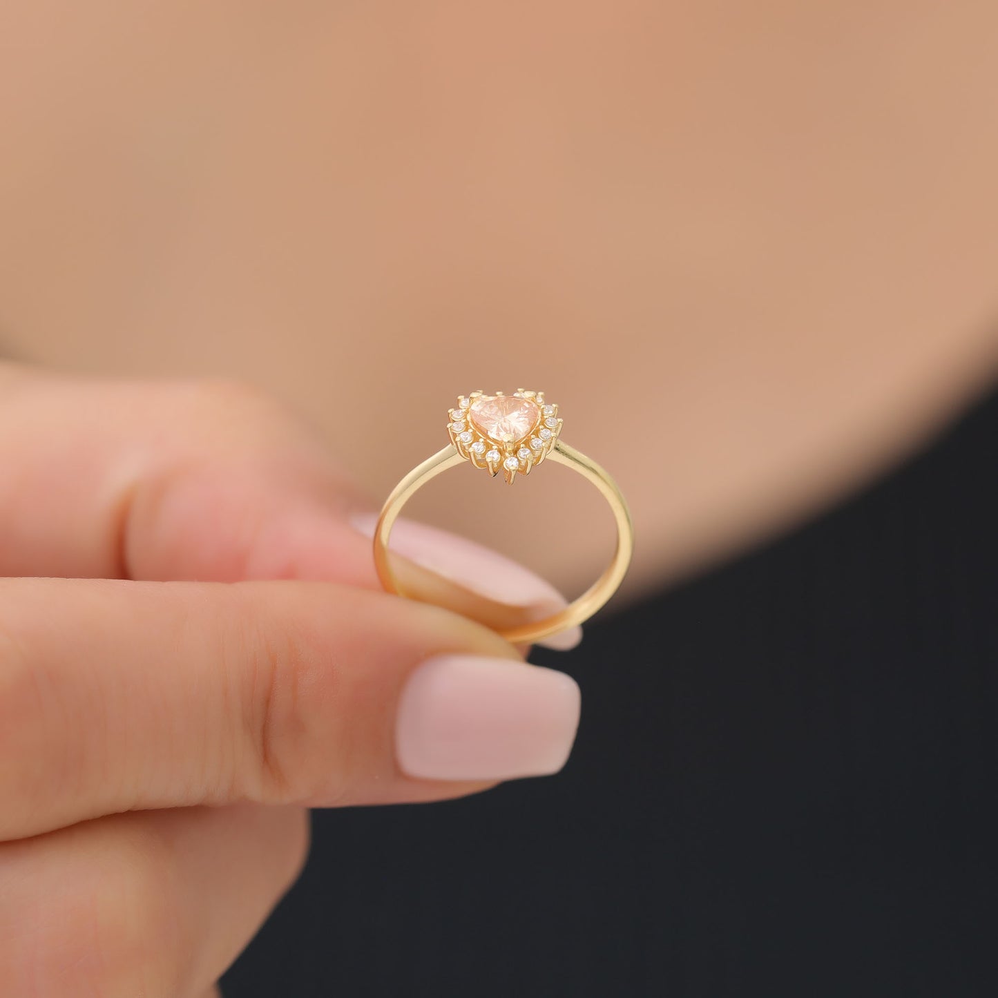 Citrine Heart Ring by 16 Real Diamonds in 14K Solid Gold, November Birthstone Jewelry Queen Jewelry Rings