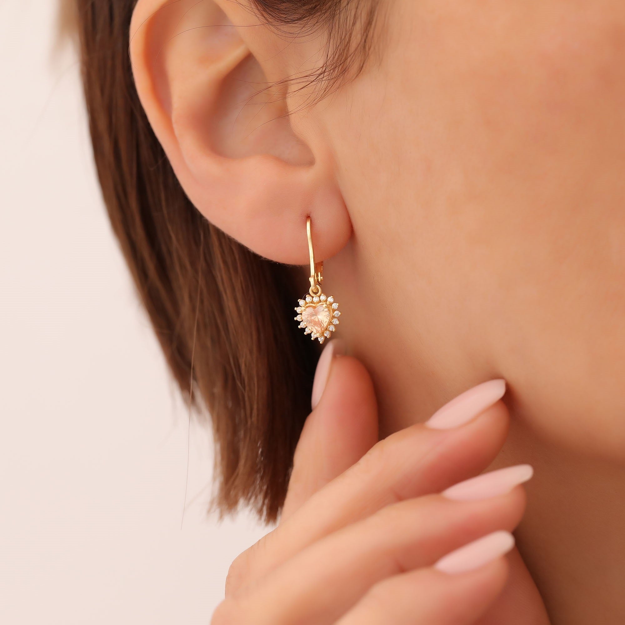 Citrine Heart Dangle Earring by Real Diamonds in 14K Solid Gold, November Birthstone Jewelry Queen Jewelry Earrings