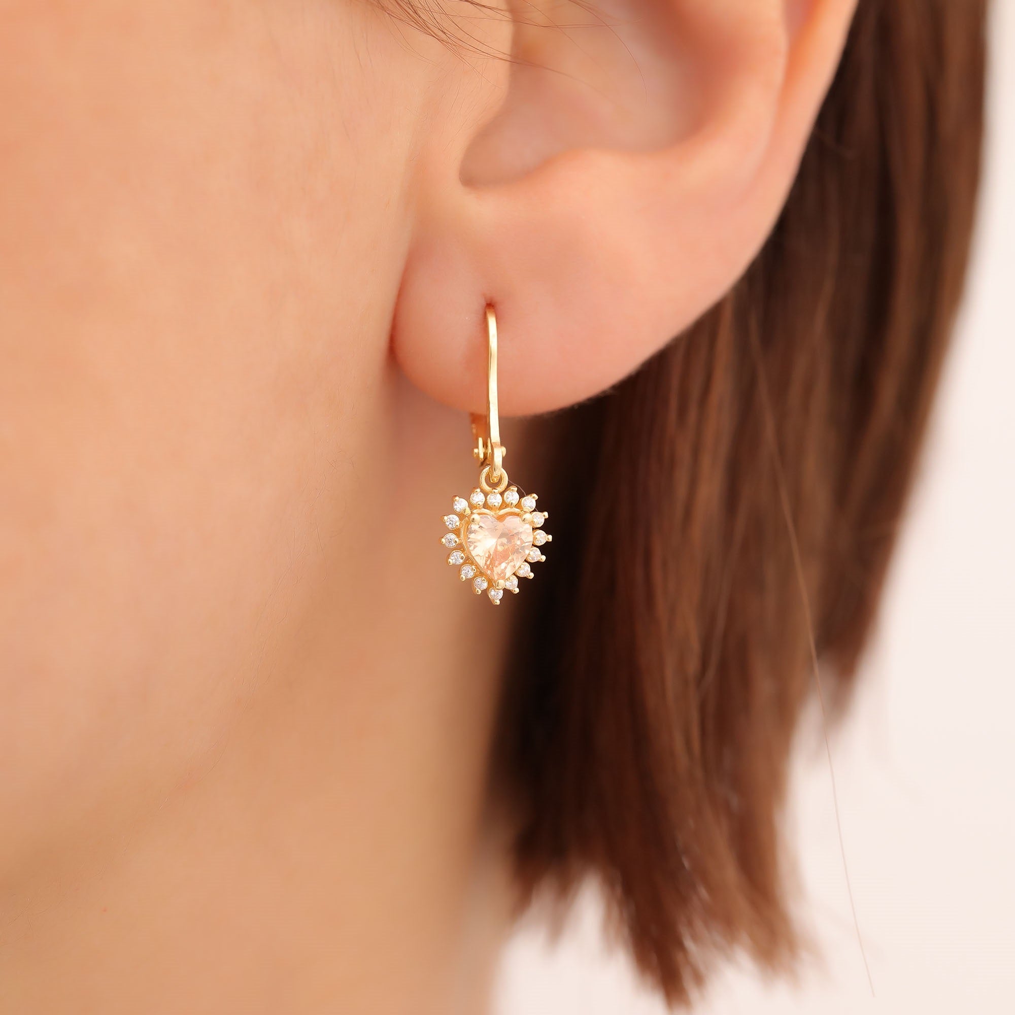 Citrine Heart Dangle Earring by Real Diamonds in 14K Solid Gold, November Birthstone Jewelry Queen Jewelry Earrings