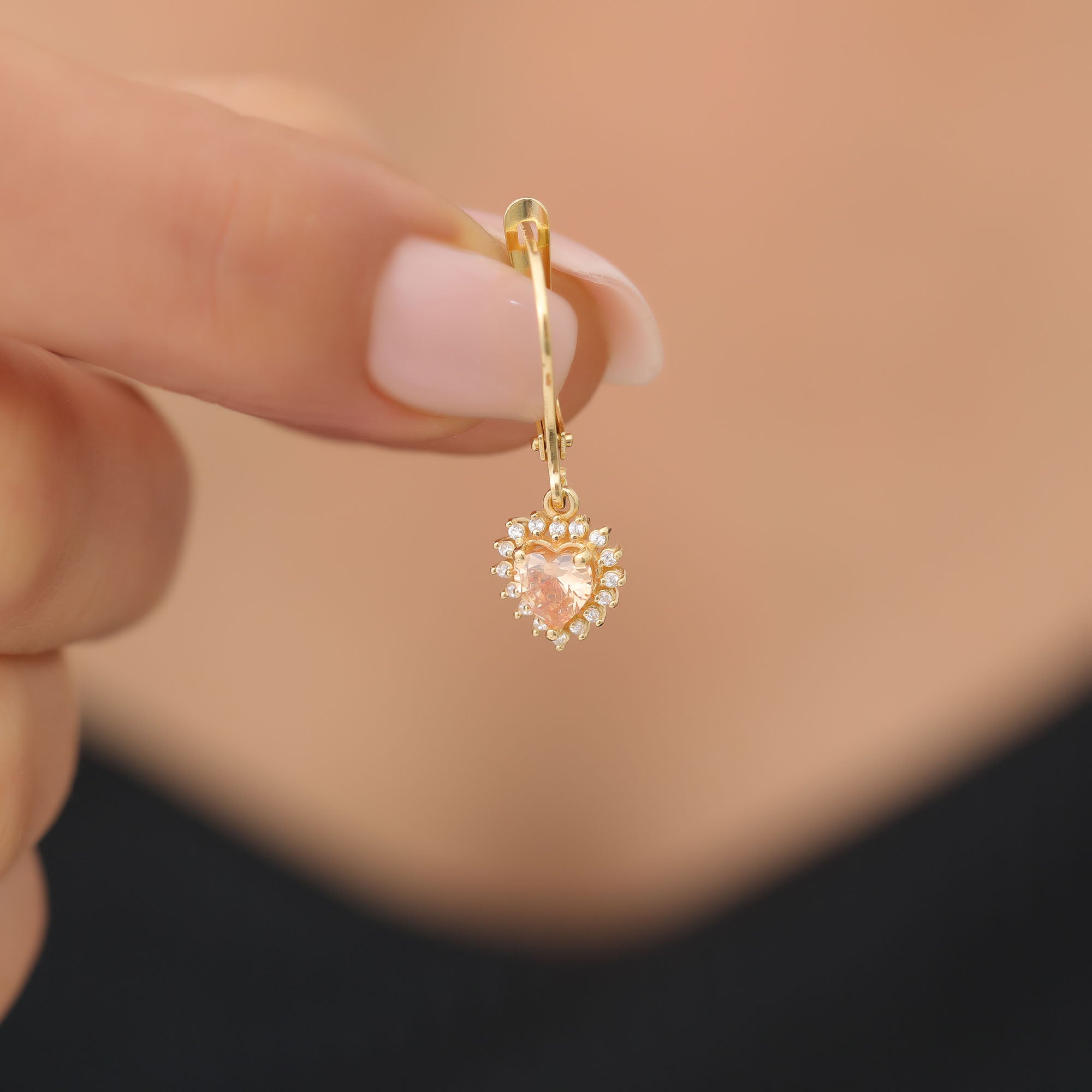 Citrine Heart Dangle Earring by Real Diamonds in 14K Solid Gold, November Birthstone Jewelry Queen Jewelry Earrings