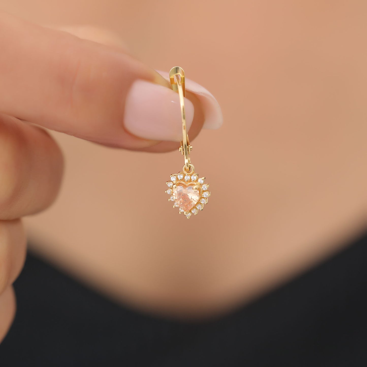 Citrine Heart Dangle Earring by Real Diamonds in 14K Solid Gold, November Birthstone Jewelry Queen Jewelry Earrings