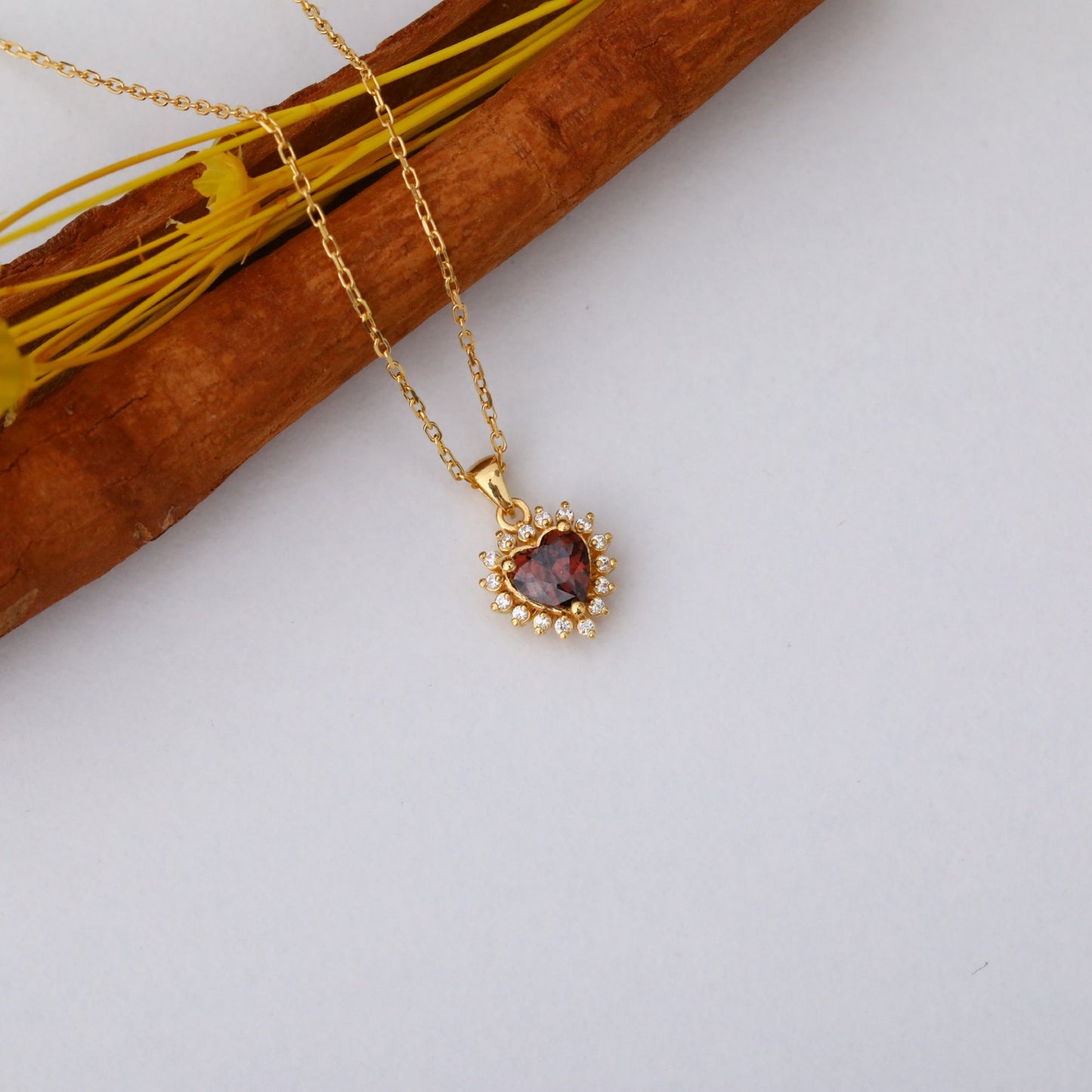 Smoky Quartz Heart Necklace Surrounded by Real Diamonds in 14K Solid Gold Pendant, Birthstone Charms Queen Jewelry Necklace