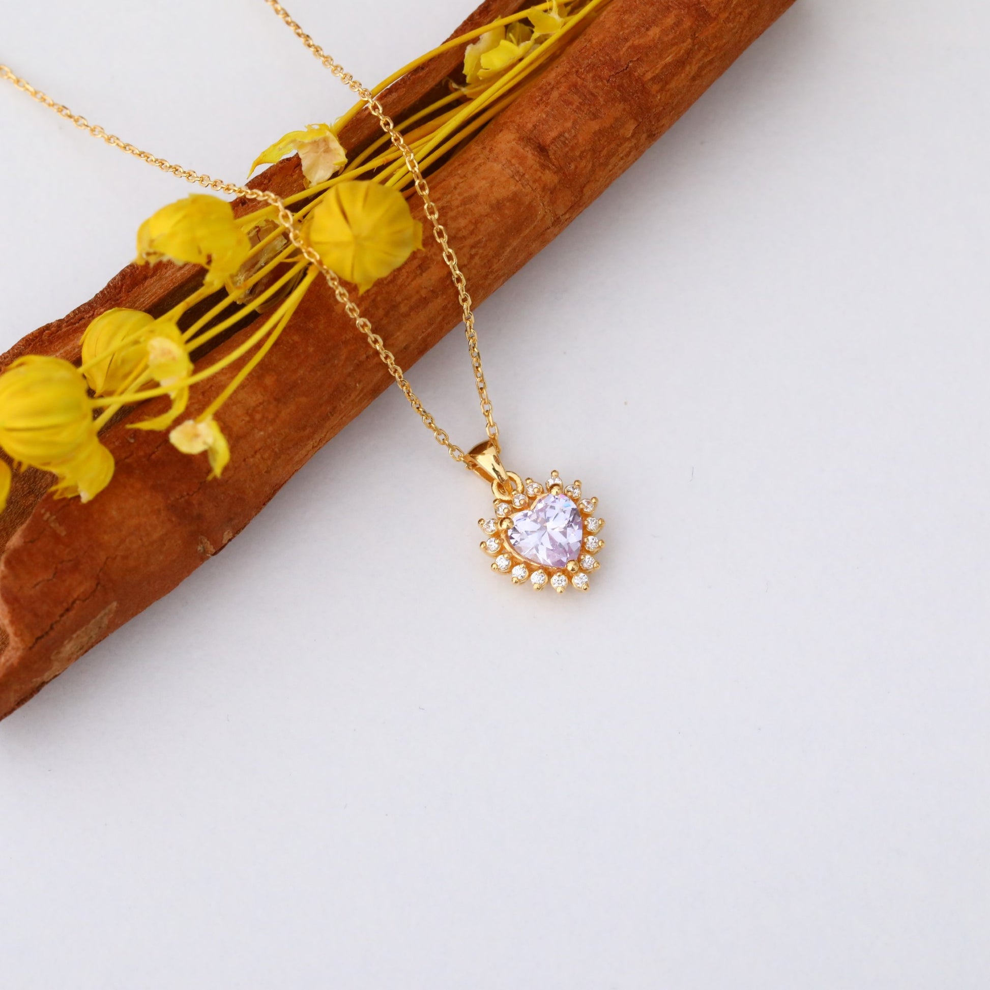 Alexandrite Heart Necklace Surrounded by Real Diamonds in 14K Solid Gold Pendant, June Birthstone Charms Queen Jewelry Necklace