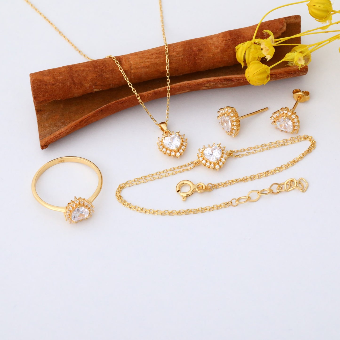 White Topaz Heart Dangle Earring by Real Diamonds in 14K Solid Gold, Birthstone Jewelry Queen Jewelry Earrings