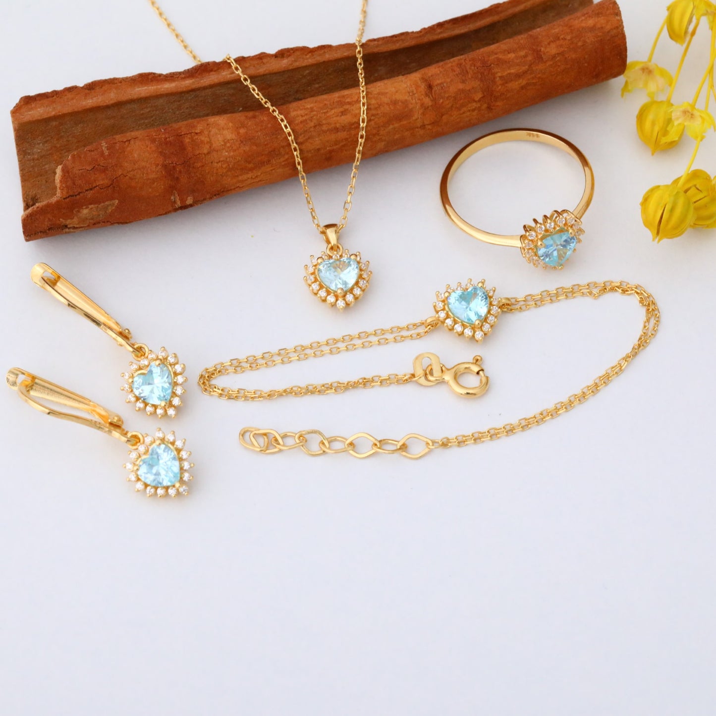 Aquamarine Heart Dangle Earring by Real Diamonds in 14K Solid Gold, March Birthstone Jewelry Queen Jewelry Earrings