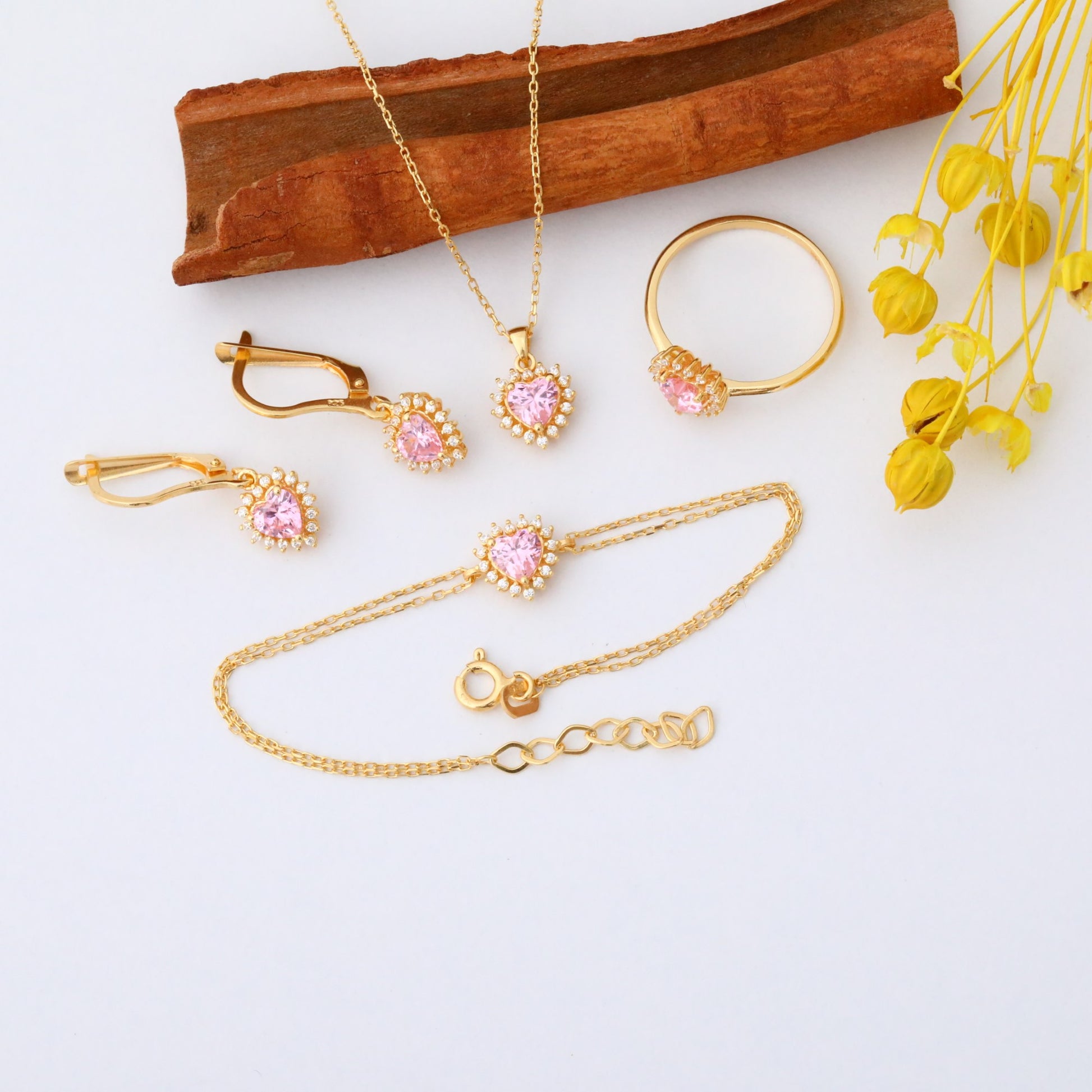 Pink Tourmaline Heart Dangle Earring by Real Diamonds in 14K Solid Gold, October Birthstone Jewelry Queen Jewelry Earrings