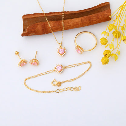 Pink Tourmaline Heart Necklace Surrounded by Real Diamonds in 14K Solid Gold Pendant, October Birthstone Charms Queen Jewelry Necklace