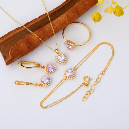 Alexandrite Heart Necklace Surrounded by Real Diamonds in 14K Solid Gold Pendant, June Birthstone Charms Queen Jewelry Necklace