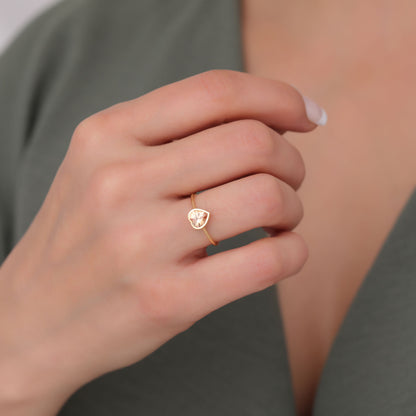 Heart Citrine Bezel Ring in 14K Solid Gold, November Birthstone Jewelry Queen Jewelry Rings