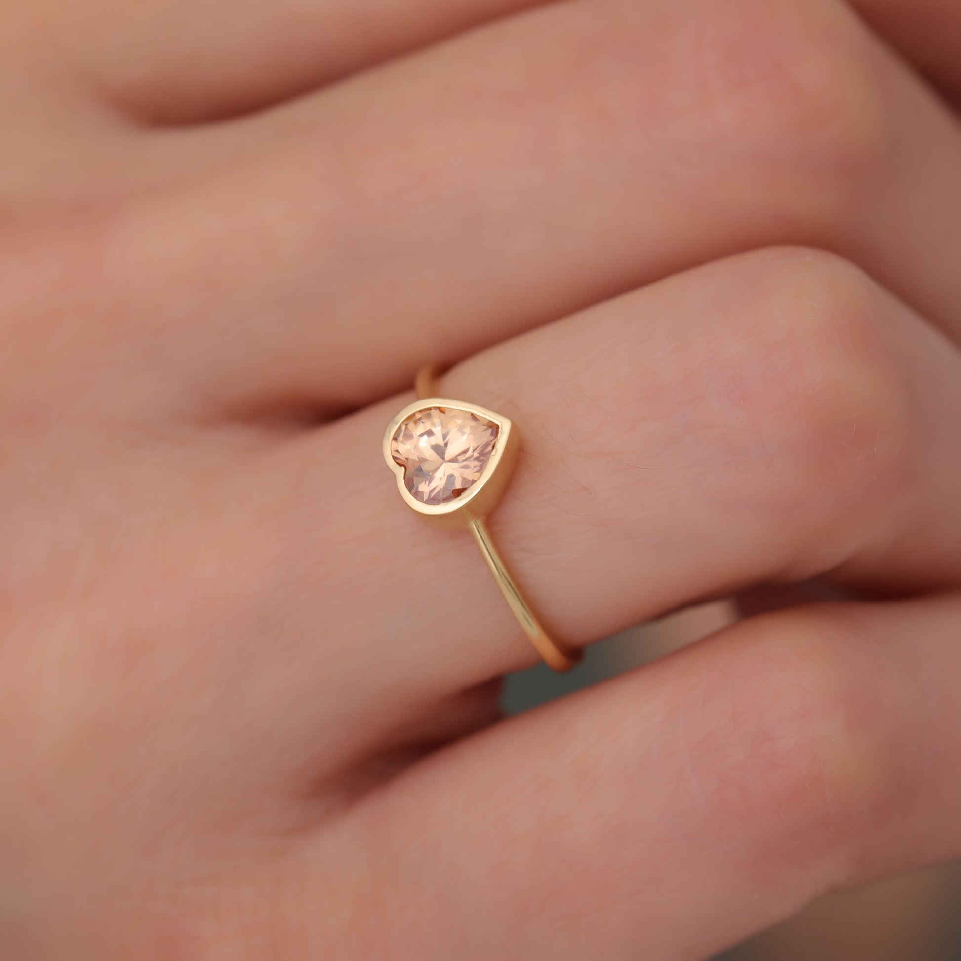 Heart Citrine Bezel Ring in 14K Solid Gold, November Birthstone Jewelry Queen Jewelry Rings