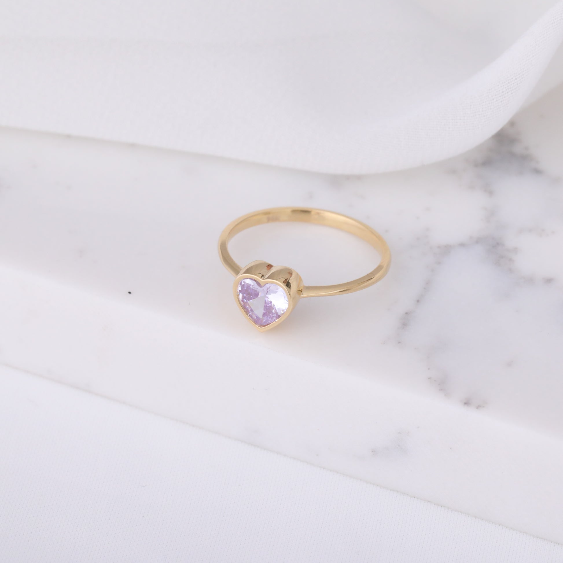 Heart Alexandrite Bezel Ring in 14K Solid Gold, June Birthstone Jewelry Queen Jewelry Rings