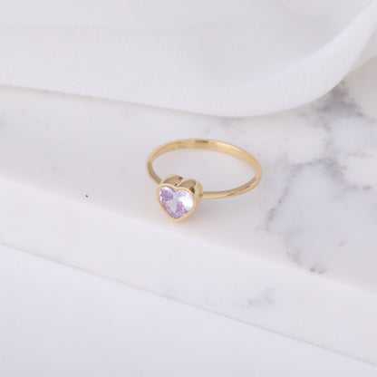 Heart Alexandrite Bezel Ring in 14K Solid Gold, June Birthstone Jewelry Queen Jewelry Rings