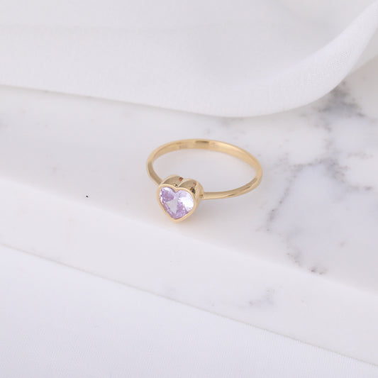 Heart Alexandrite Bezel Ring in 14K Solid Gold, June Birthstone Jewelry Queen Jewelry Rings