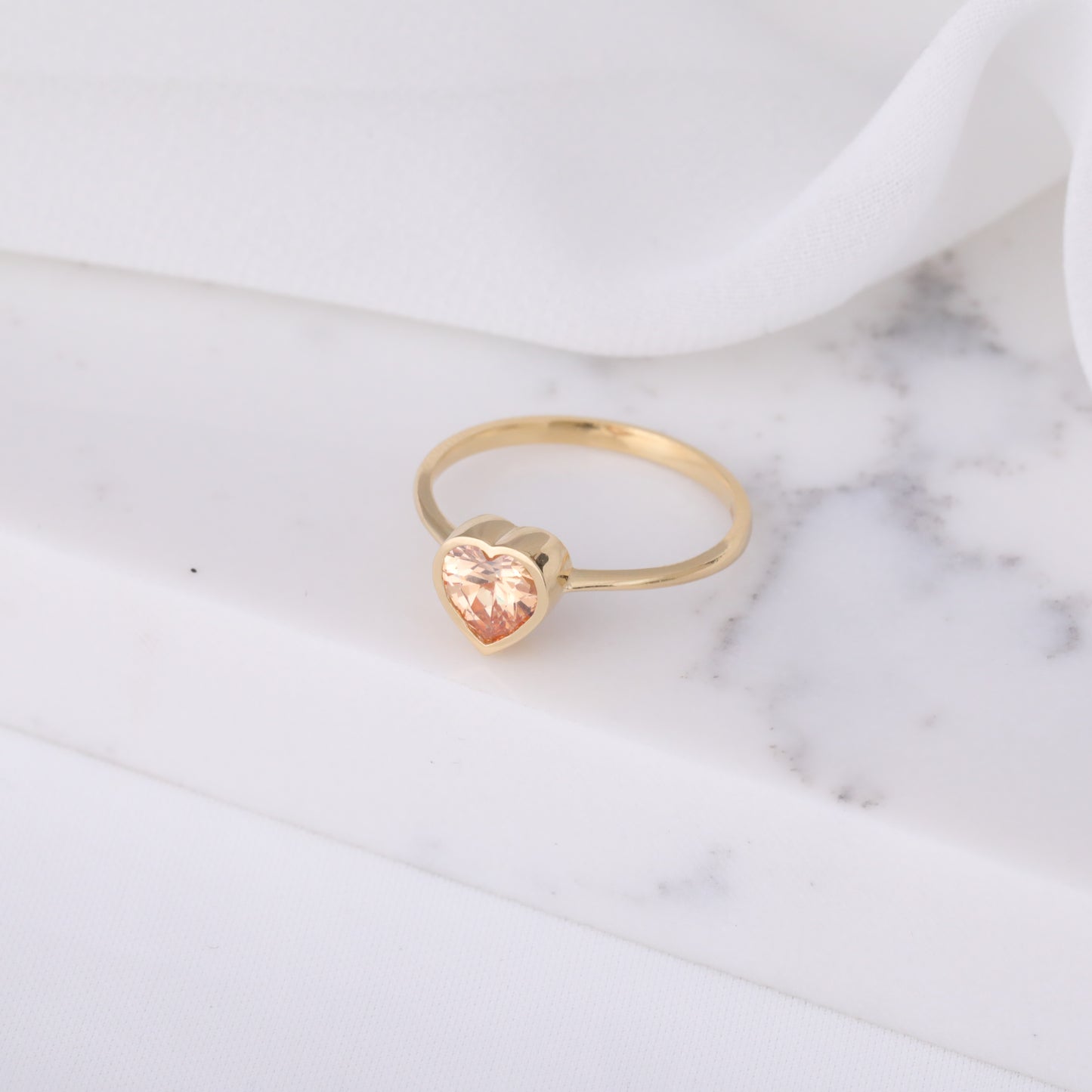 Heart Citrine Bezel Ring in 14K Solid Gold, November Birthstone Jewelry Queen Jewelry Rings