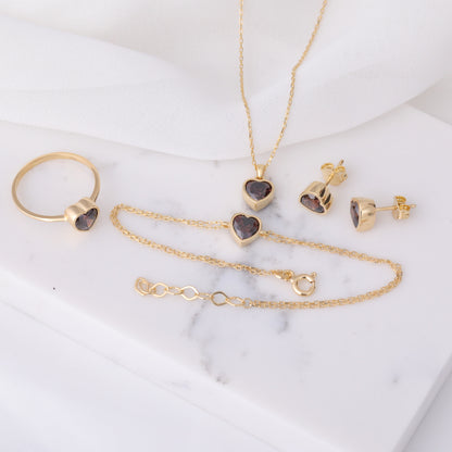 Heart Smoky Quartz Bezel Ring in 14K Solid Gold, Birthstone Jewelry Queen Jewelry Rings