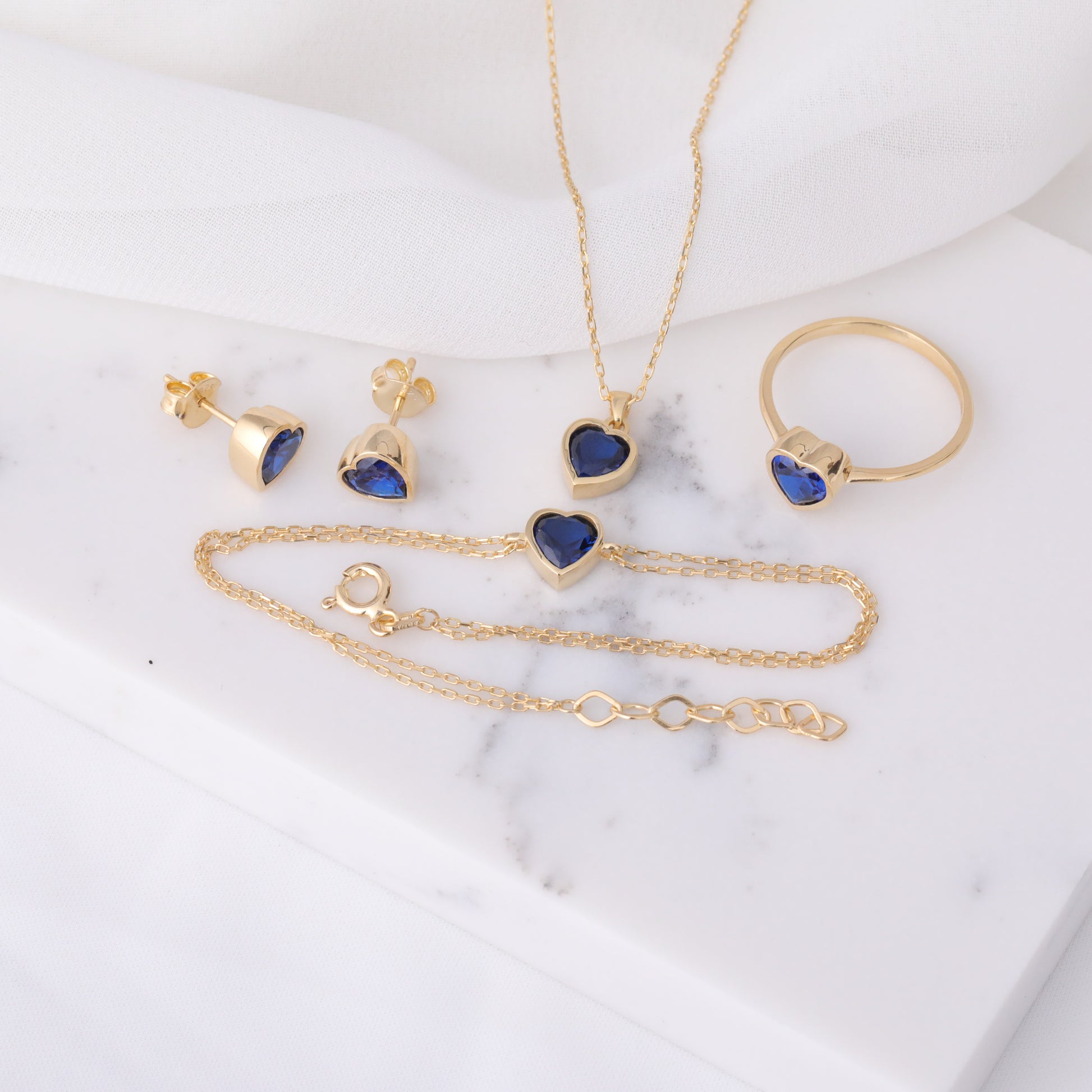 Heart Sapphire Bezel Necklace in 14K Solid Gold, September Birthstone Charm Pendant Queen Jewelry Necklace