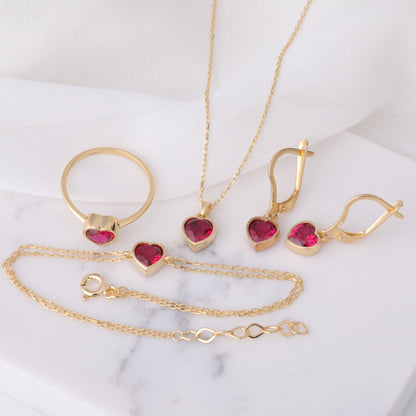 Heart Ruby Bezel Ring in 14K Solid Gold, July Birthstone Jewelry Queen Jewelry Rings