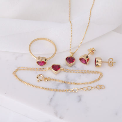 Heart Ruby Bezel Ring in 14K Solid Gold, July Birthstone Jewelry Queen Jewelry Rings