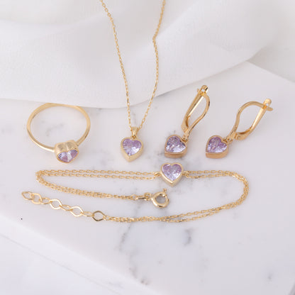 Heart Alexandrite Bezel Necklace in 14K Solid Gold, June Birthstone Charm Pendant Queen Jewelry Necklace