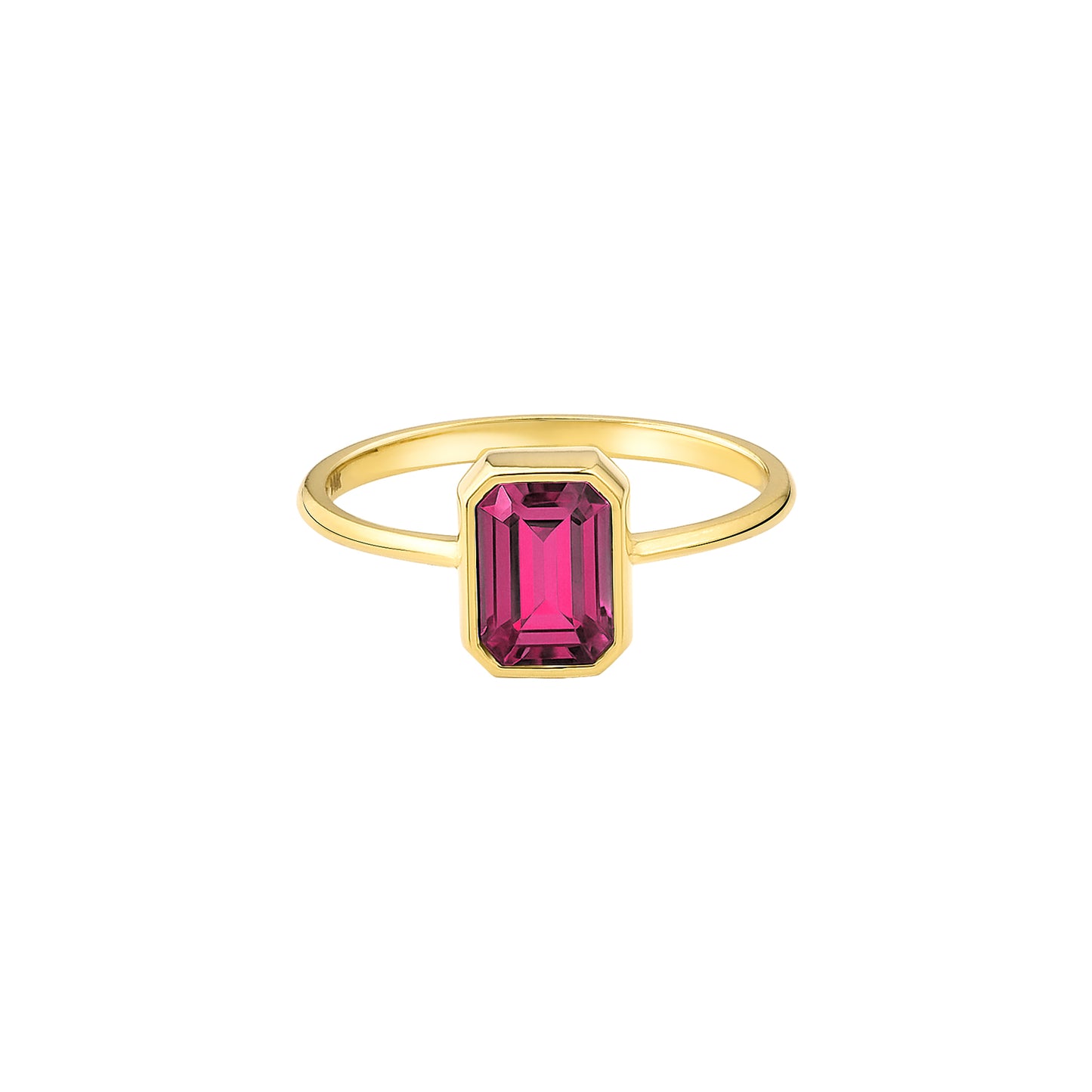 Ruby Rectangle Ring 8K/10K/14K Solid Gold, July Birthstone, Baguette Cut Design