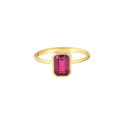 Ruby Rectangle Ring 8K/10K/14K Solid Gold, July Birthstone, Baguette Cut Design