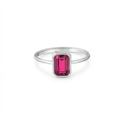 Ruby Rectangle Ring 8K/10K/14K Solid Gold, July Birthstone, Baguette Cut Design