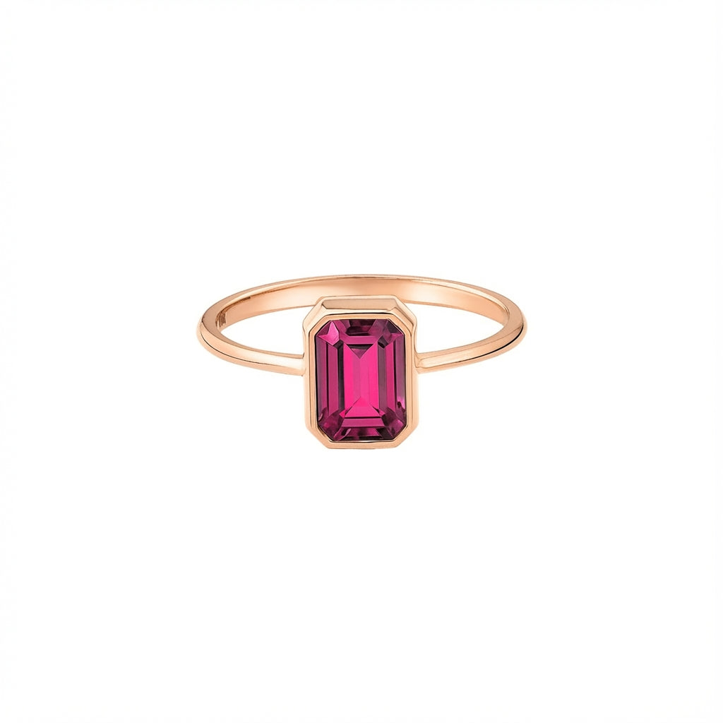 Ruby Rectangle Ring 8K/10K/14K Solid Gold, July Birthstone, Baguette Cut Design