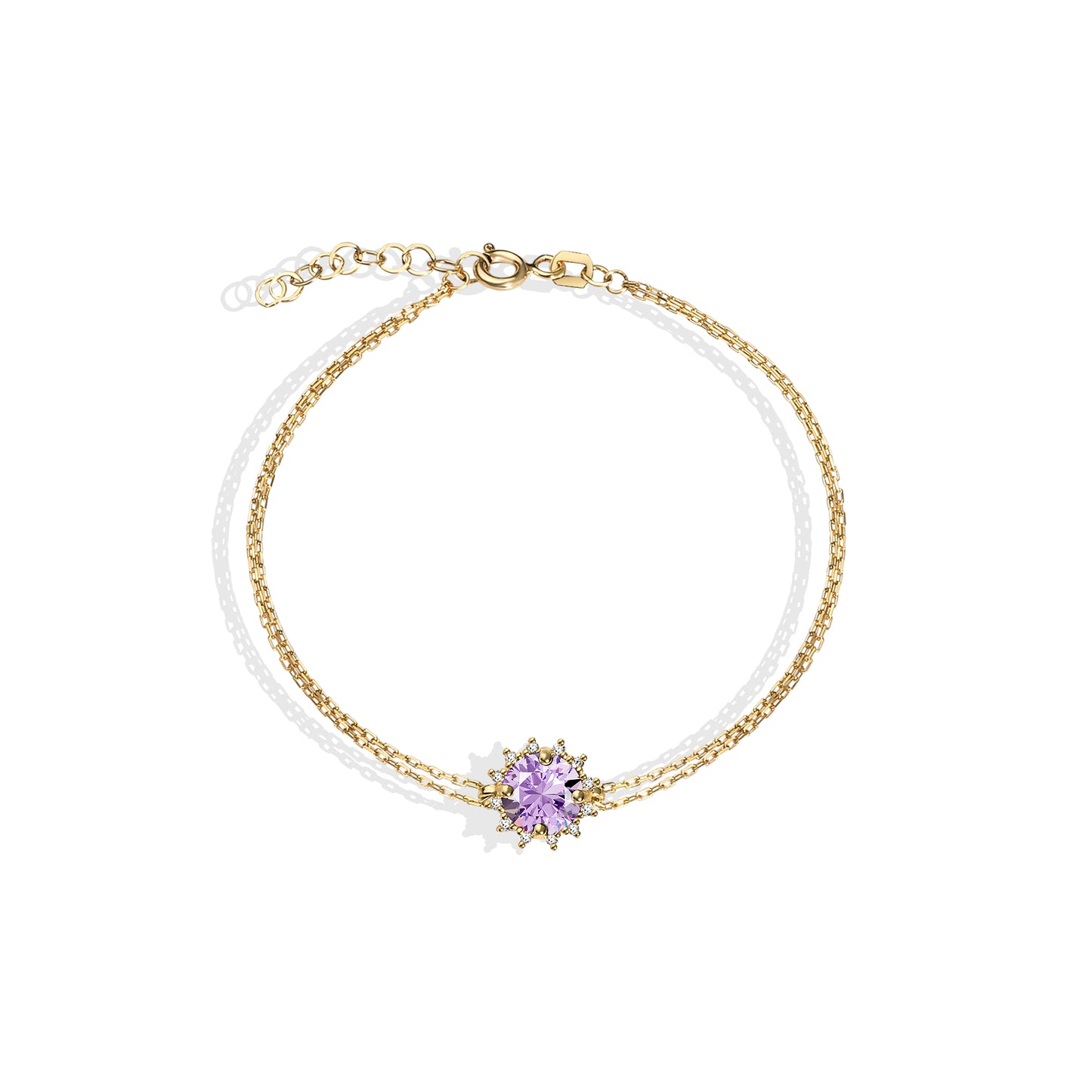 Round Alexandrite Bracelet with Real Diamond, 8K/10K/14K Solid Gold, June Birthstone