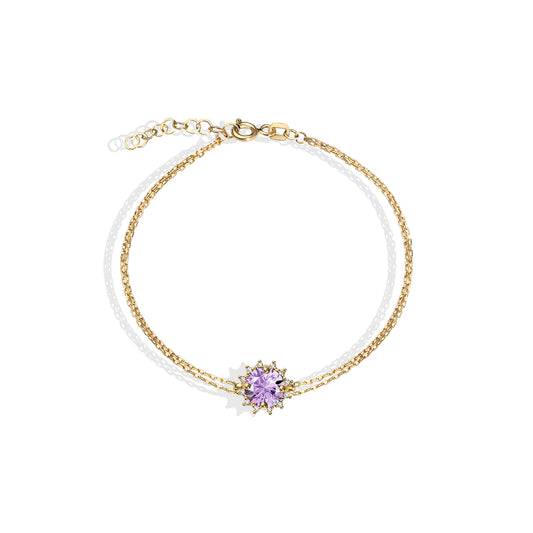 Round Alexandrite Bracelet with Real Diamond, 8K/10K/14K Solid Gold, June Birthstone