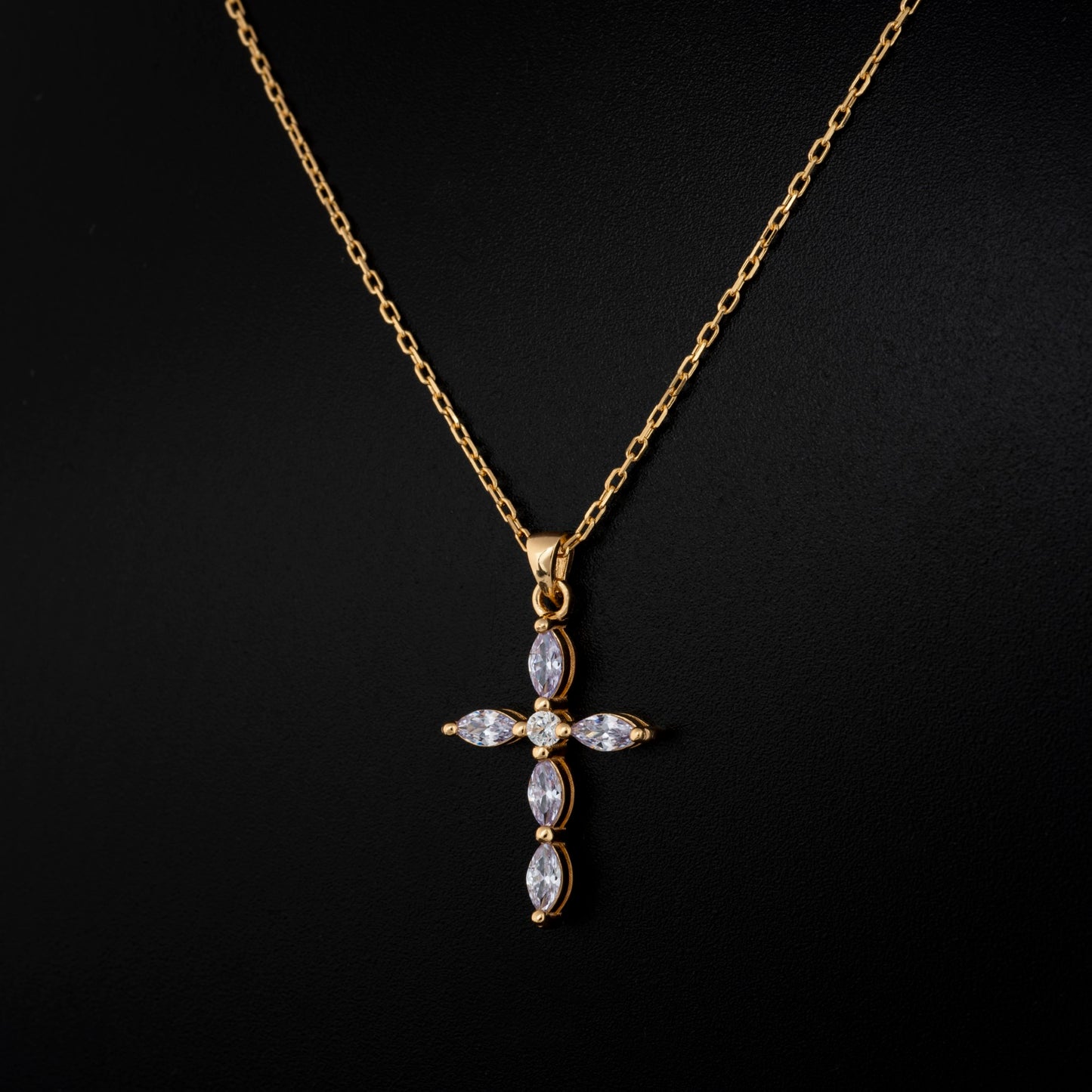 Alexandrite Single Diamond Marquise Cross Necklace in 14K Solid Gold, June Birthstone Pendant Queen Jewelry Necklace