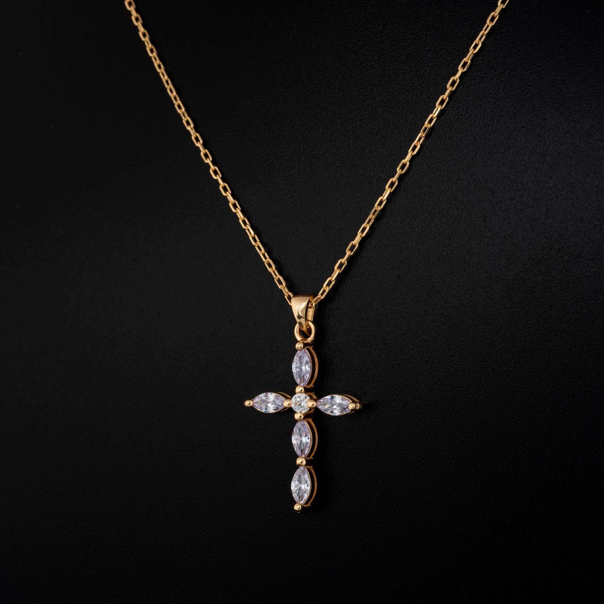 Alexandrite Single Diamond Marquise Cross Necklace in 14K Solid Gold, June Birthstone Pendant Queen Jewelry Necklace