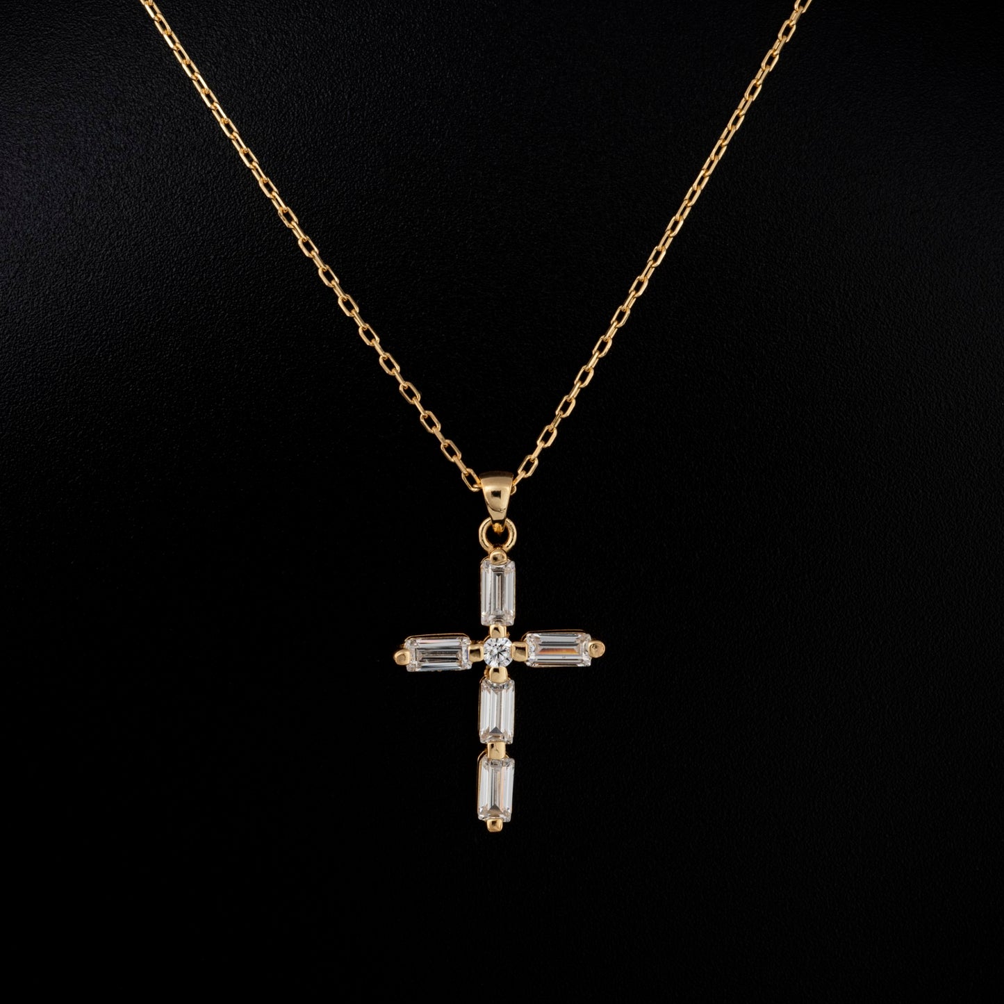 White Topaz Single Diamond Rectangular Cut Cross Necklace in 14K Solid Gold, April  Birthstone Pendant Queen Jewelry Necklace