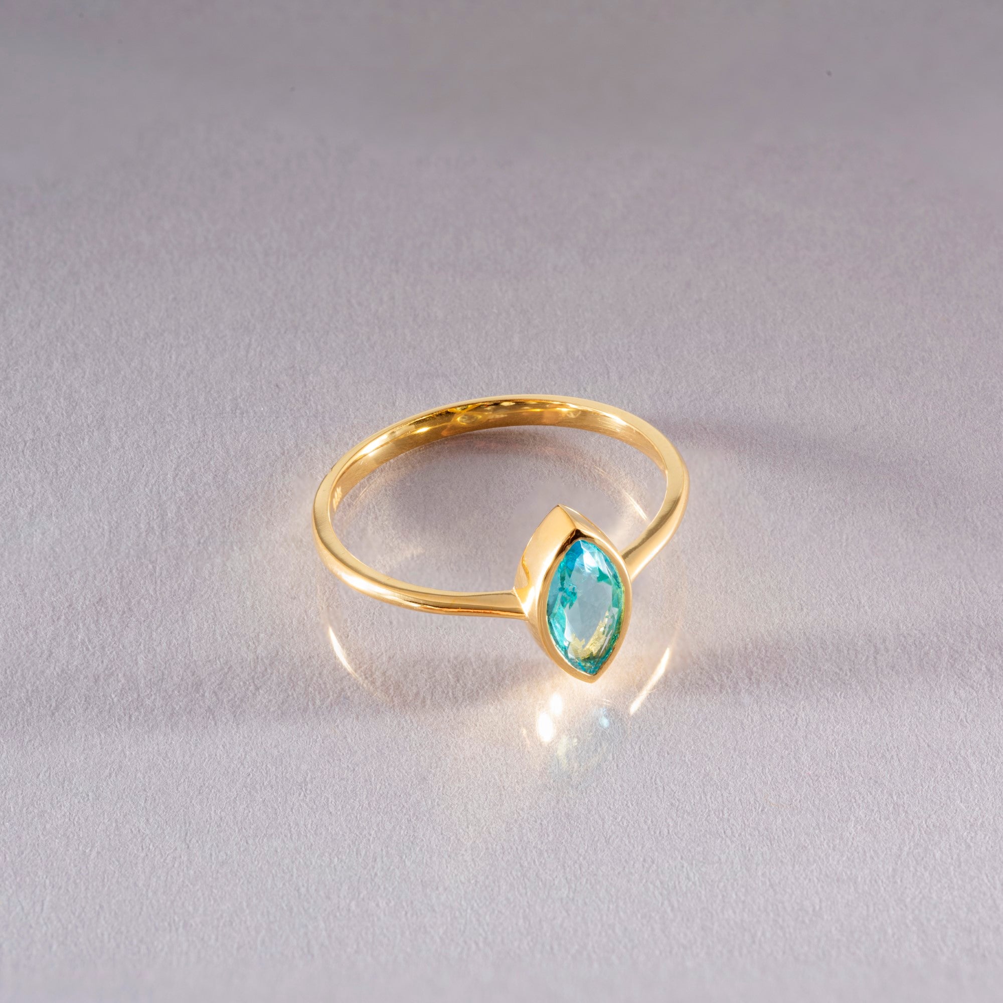 Aquamarine Ring Bezel Marquise Cut in 14K Solid Gold, March Birthstone Jewelry Queen Jewelry Rings