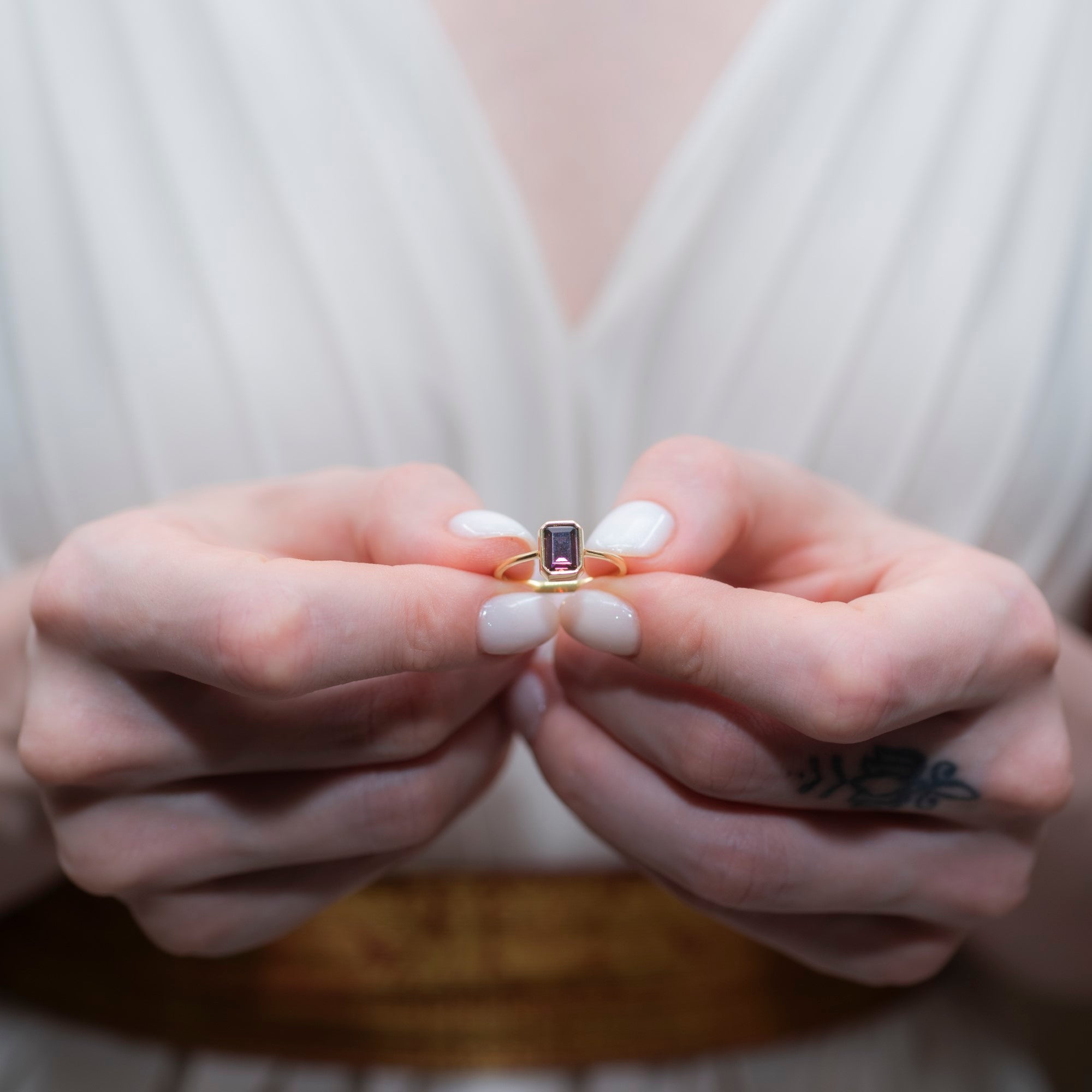Smoky Quartz Topaz Rectangle Ring 14K Solid Gold, Baguette Cut Design Birthstone Queen Jewelry Rings