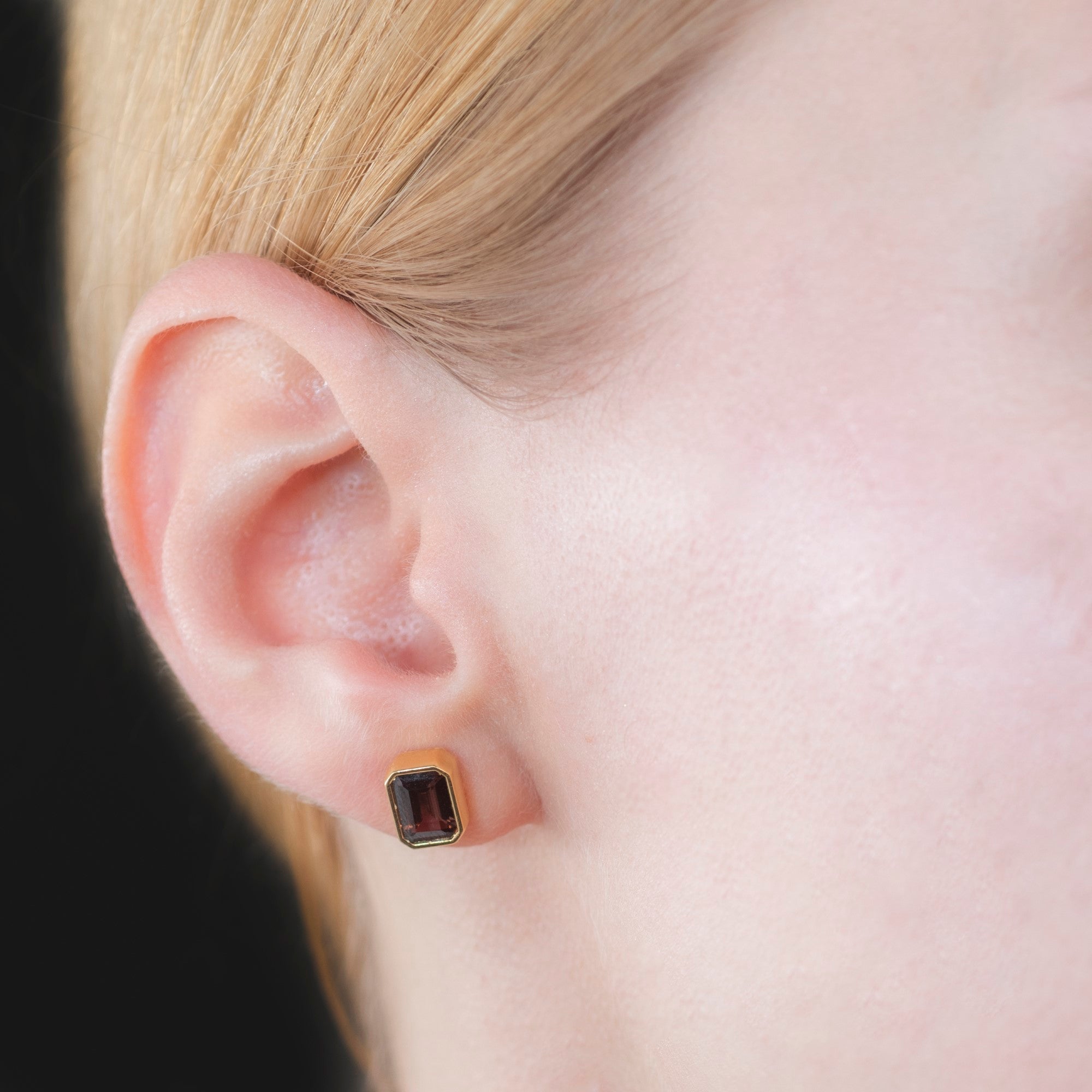 Rectangle Smoky Quartz Stud Earrings in 14K Solid Gold, Birthstone Baguette Cut Jewelry Queen Jewelry Earrings