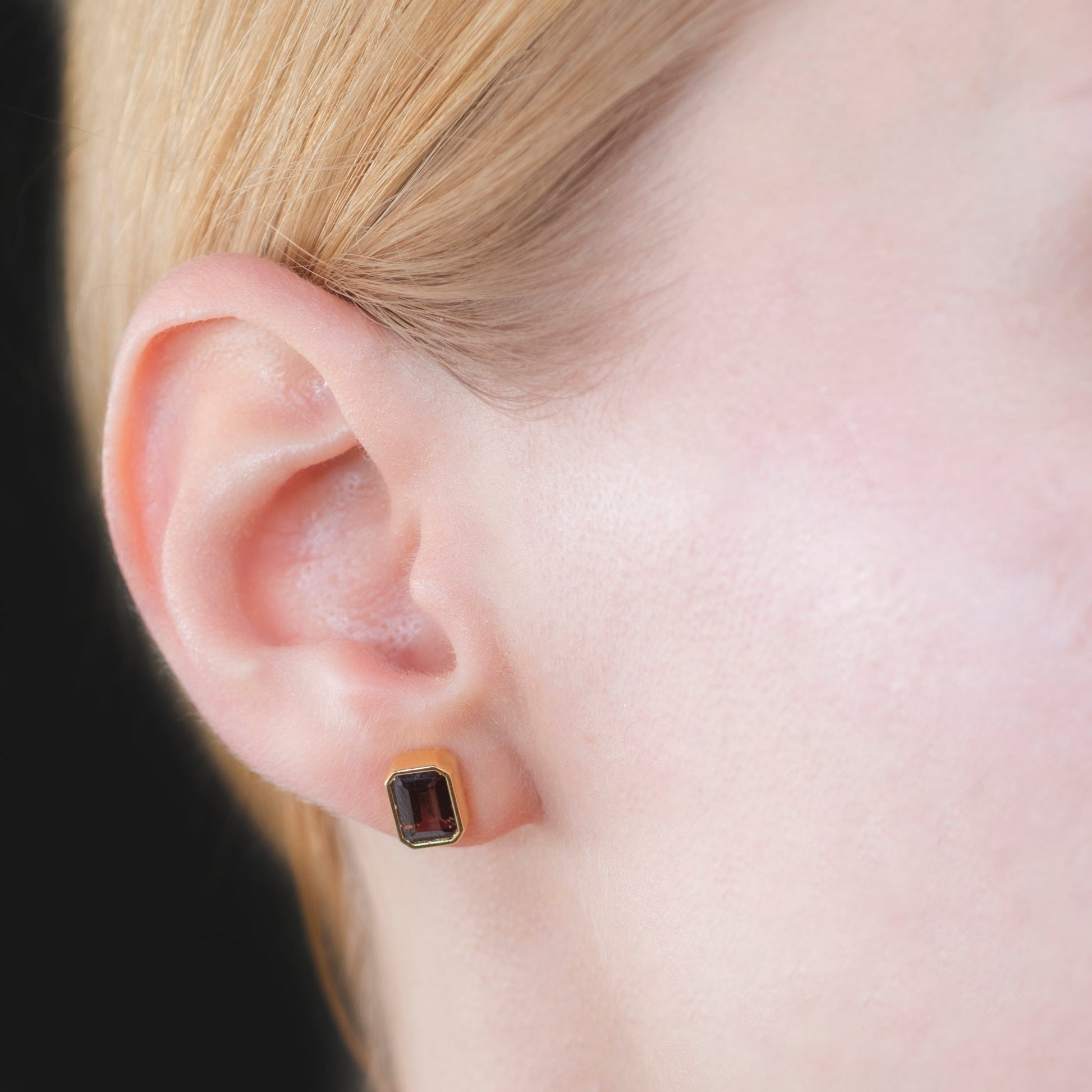 Rectangle Smoky Quartz Stud Earrings in 14K Solid Gold, Birthstone Baguette Cut Jewelry Queen Jewelry Earrings
