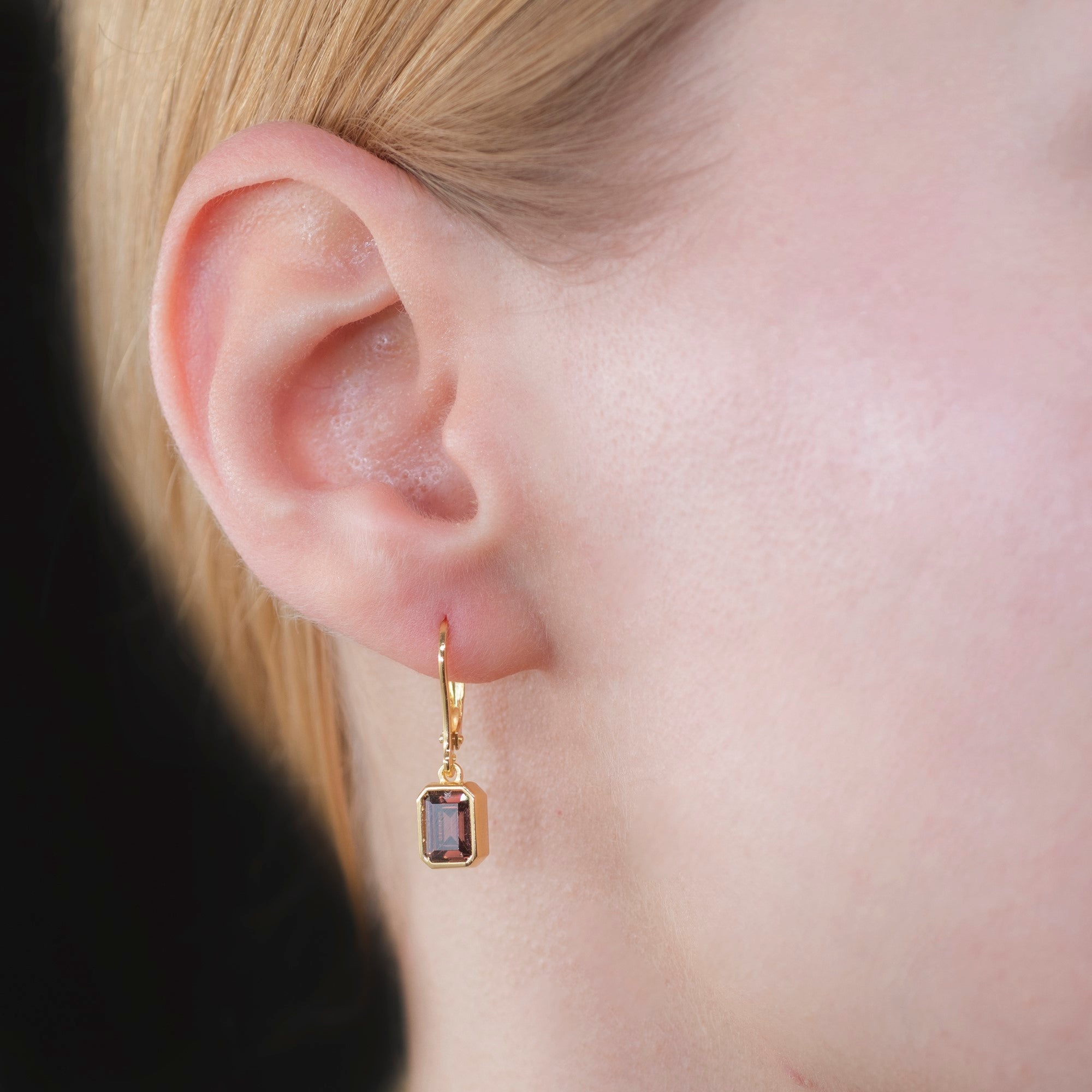 Rectangle Smoky Quartz Dangling Earrings in 14K Solid Gold, Birthstone Baguette Cut Jewelry Queen Jewelry Earrings