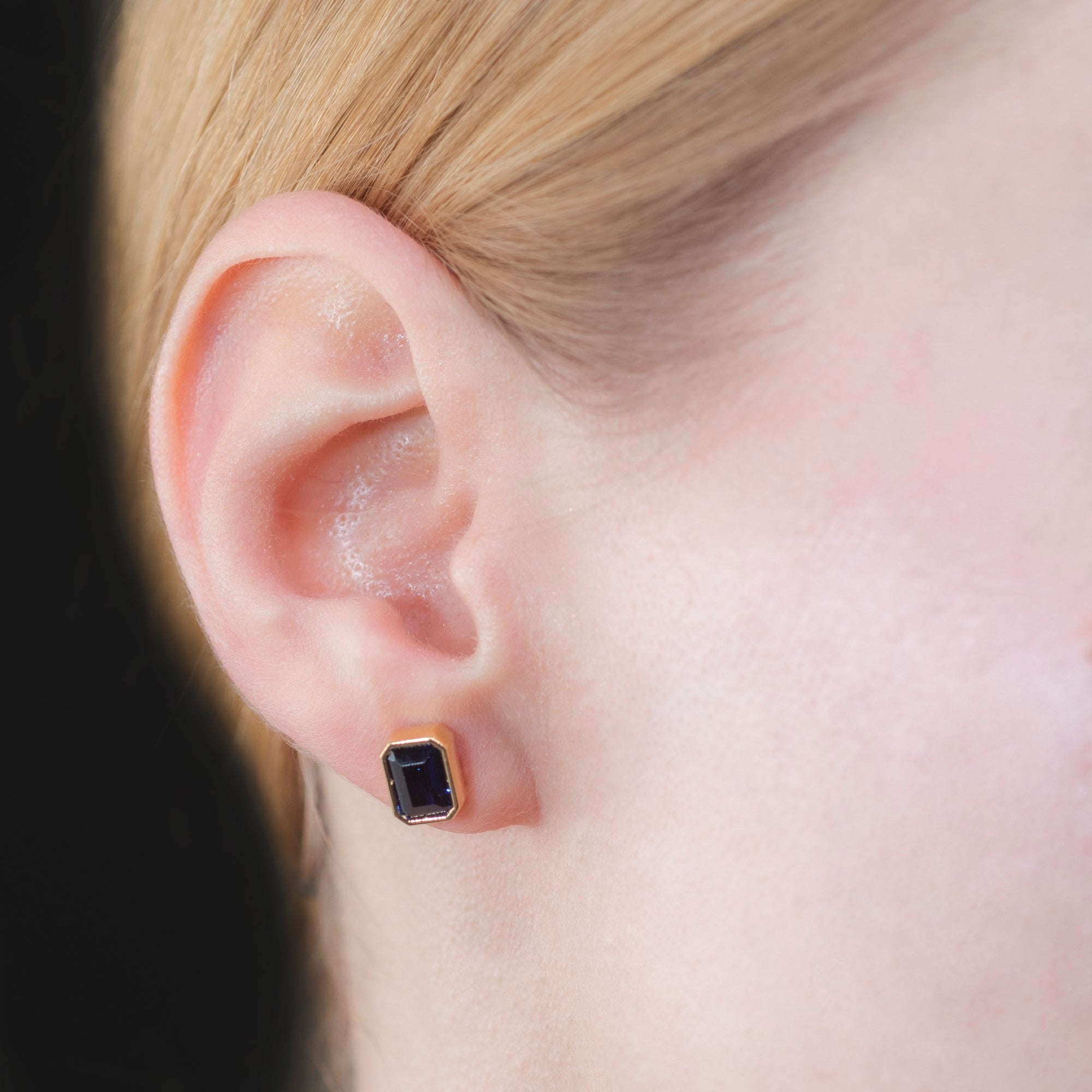 Rectangle Sapphire Stud Earrings in 14K Solid Gold, September Birthstone Baguette Cut Jewelry Queen Jewelry Earrings