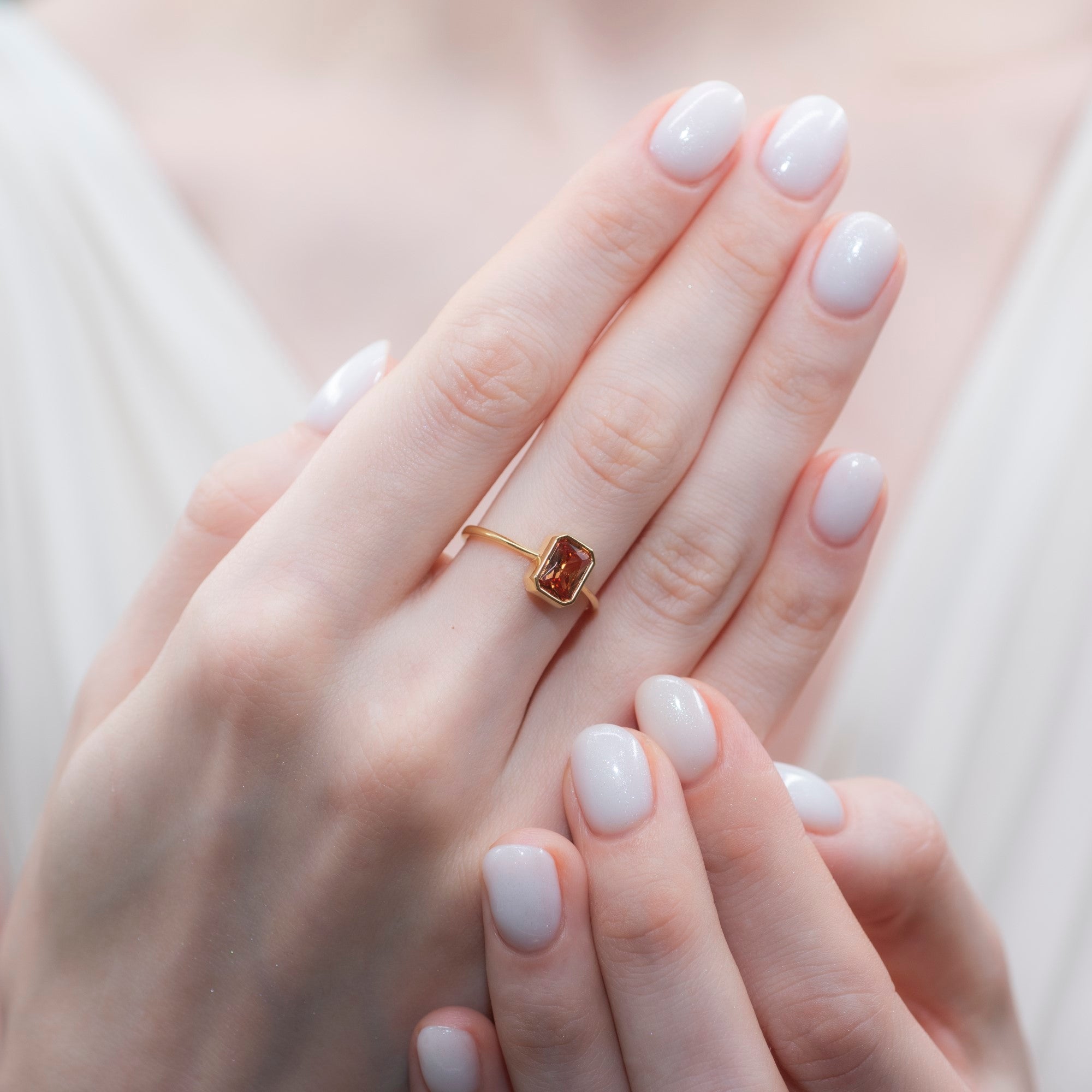 Citrine Rectangle Ring 14K Solid Gold, November Birthstone, Baguette Cut Design Queen Jewelry Rings