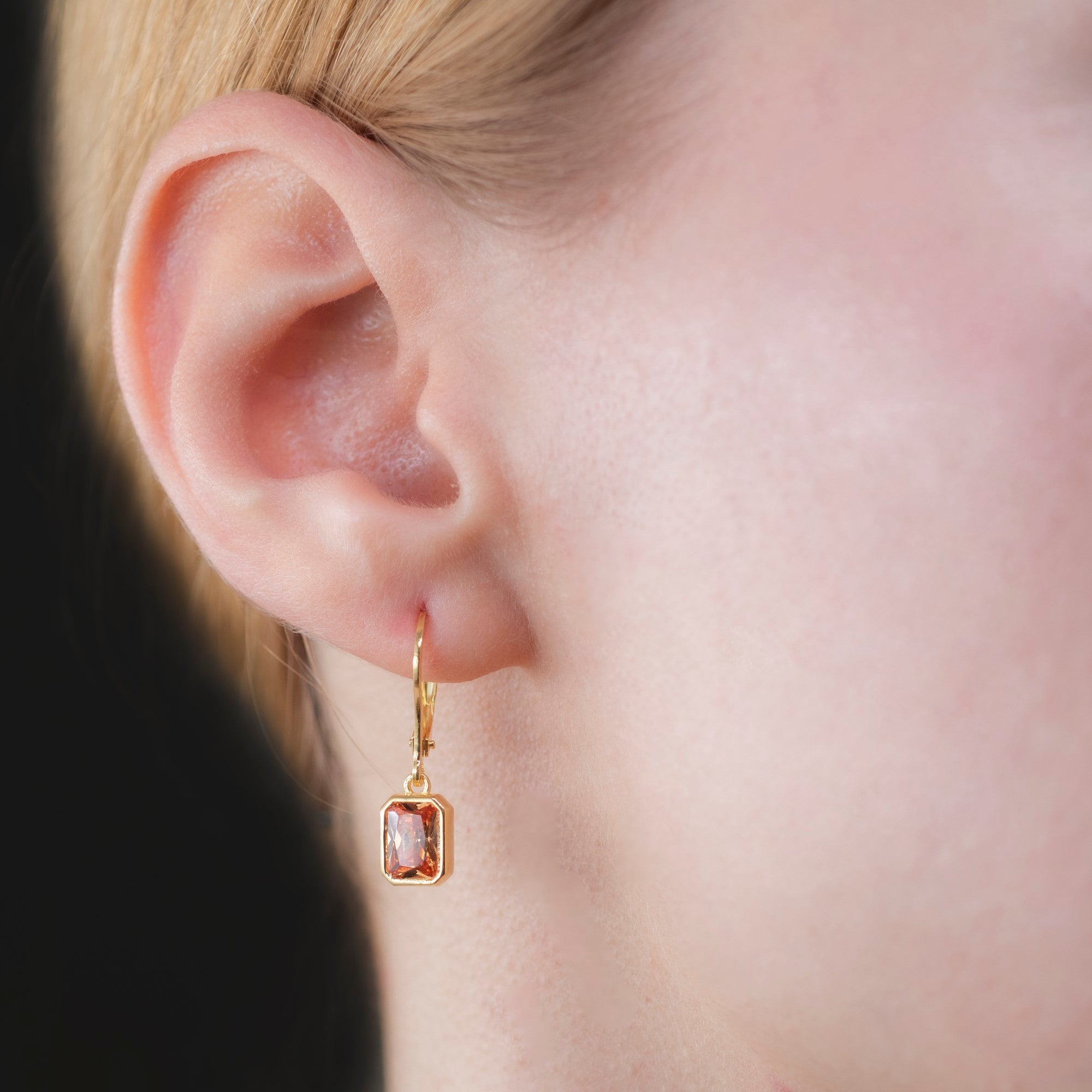 Rectangle Citrine Dangling Earrings in 14K Solid Gold, November Birthstone Baguette Cut Jewelry Queen Jewelry Earrings