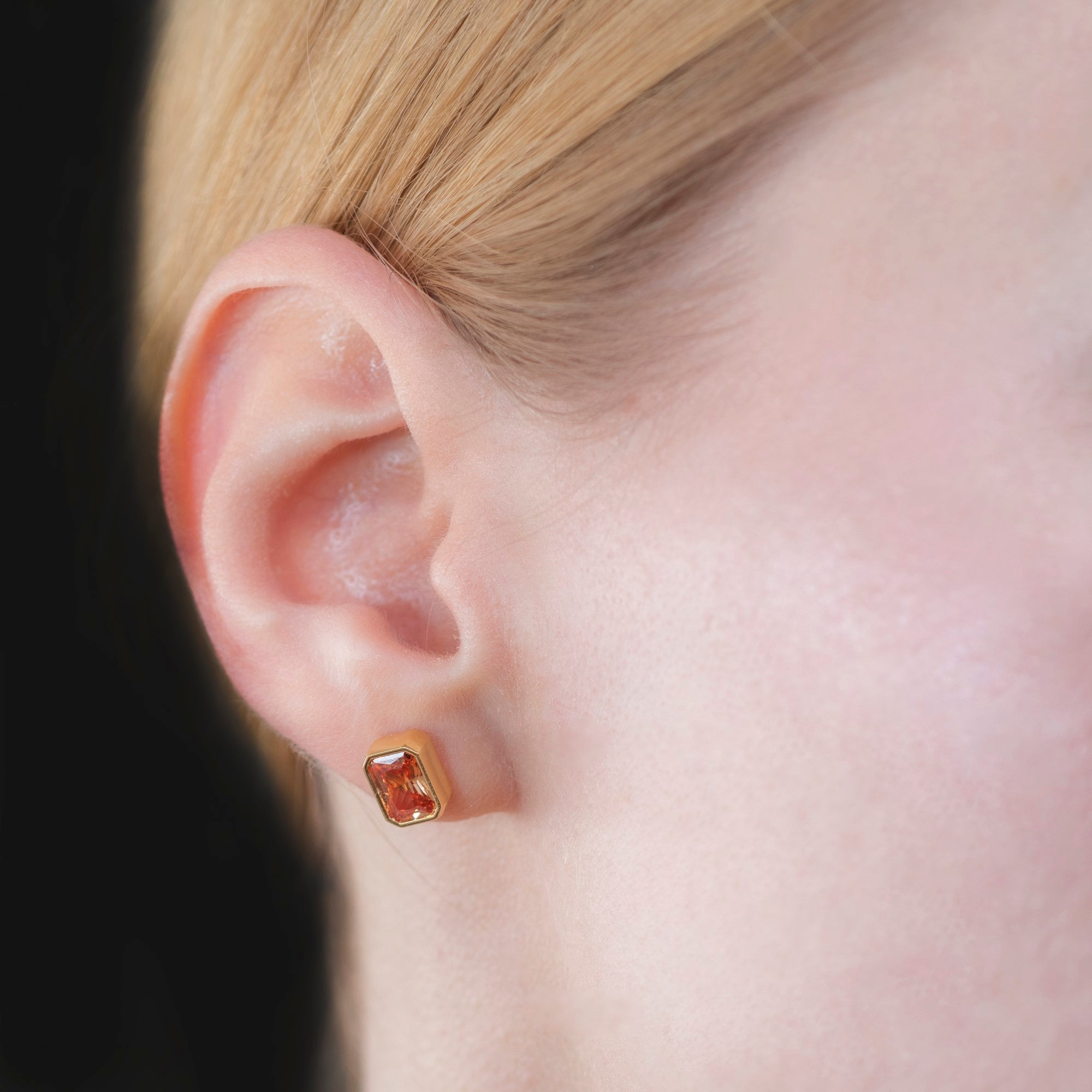 Rectangle Citrine Stud Earrings in 14K Solid Gold, November Birthstone Baguette Cut Jewelry Queen Jewelry Earrings