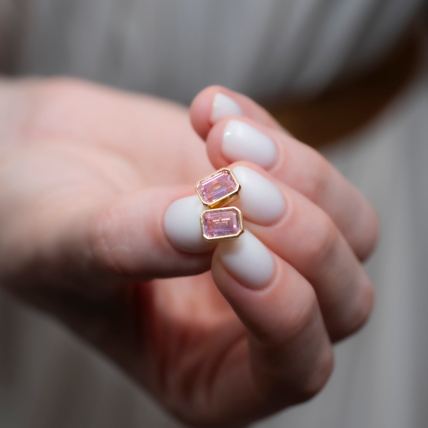 Rectangle Pink Tourmaline Stud Earrings in 14K Solid Gold, October Birthstone Baguette Cut Jewelry Queen Jewelry Earrings