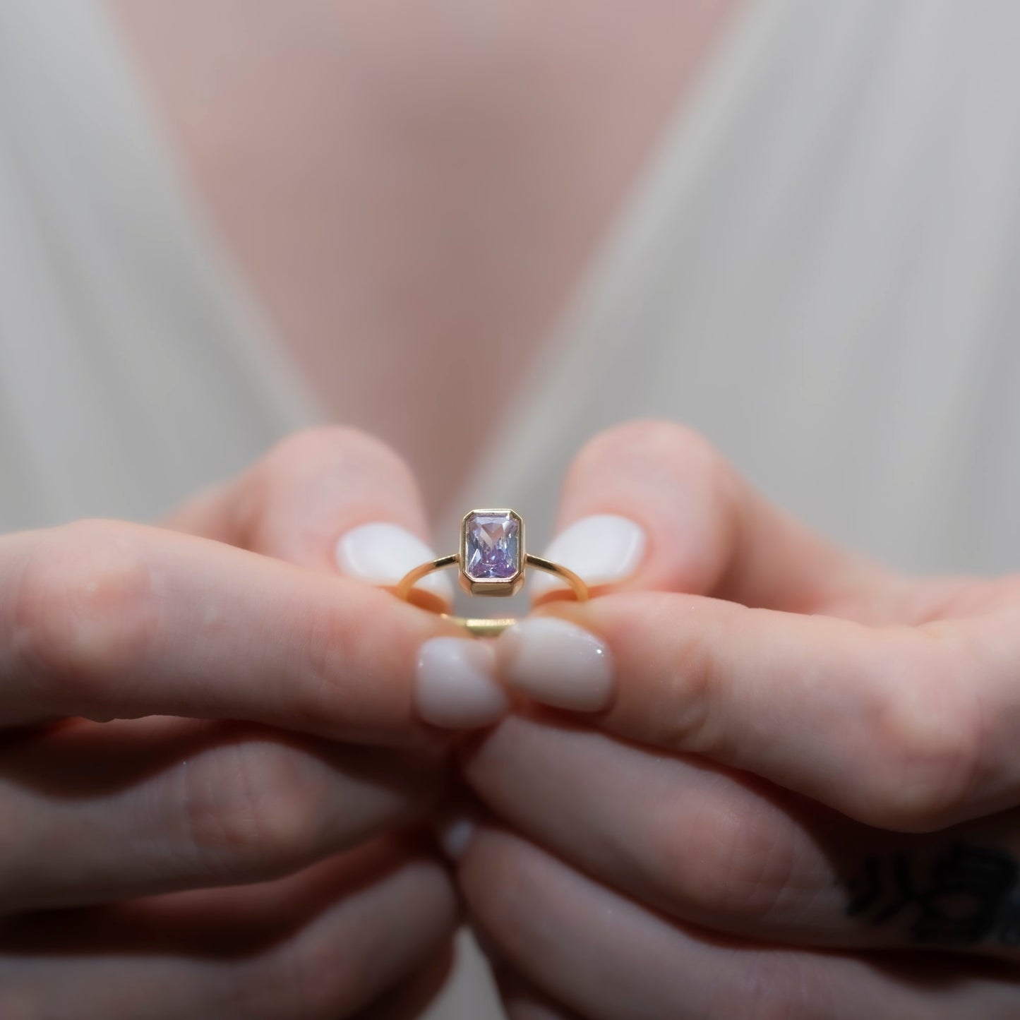 Alexandrite Rectangle Ring 14K Solid Gold, June Birthstone, Baguette Cut Design Queen Jewelry Rings