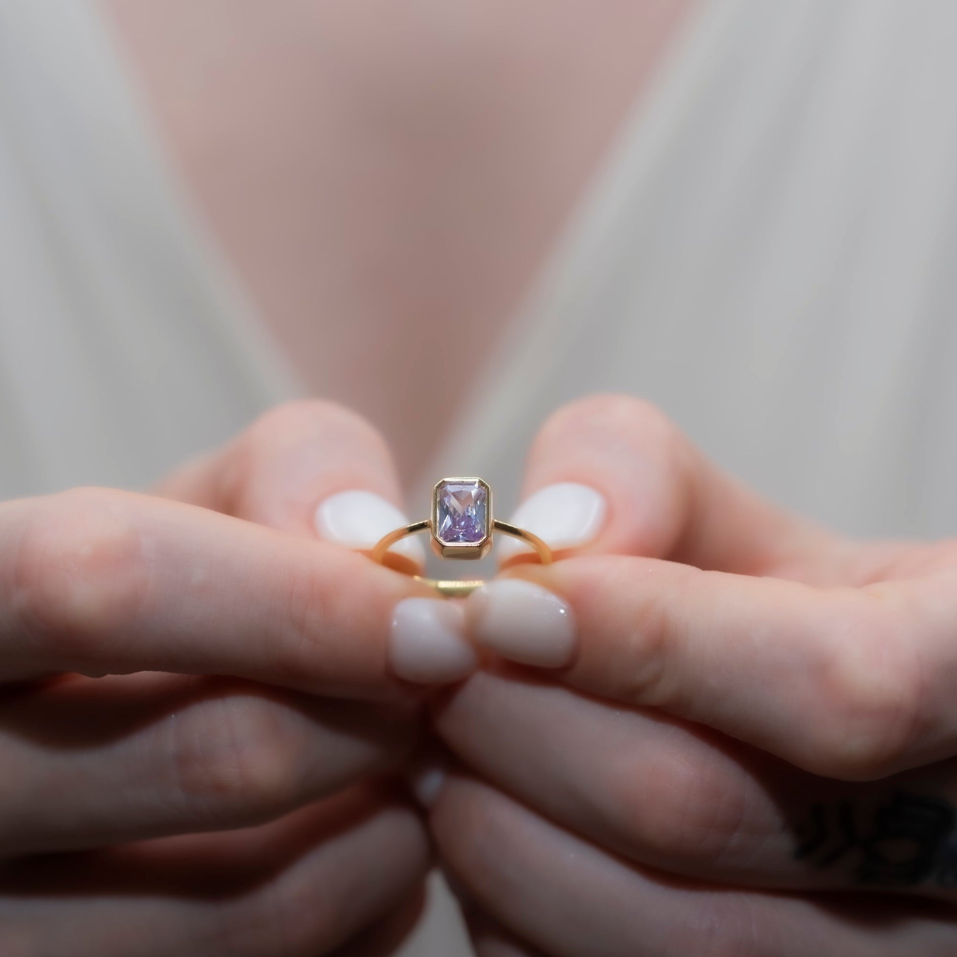 Alexandrite Rectangle Ring 14K Solid Gold, June Birthstone, Baguette Cut Design Queen Jewelry Rings
