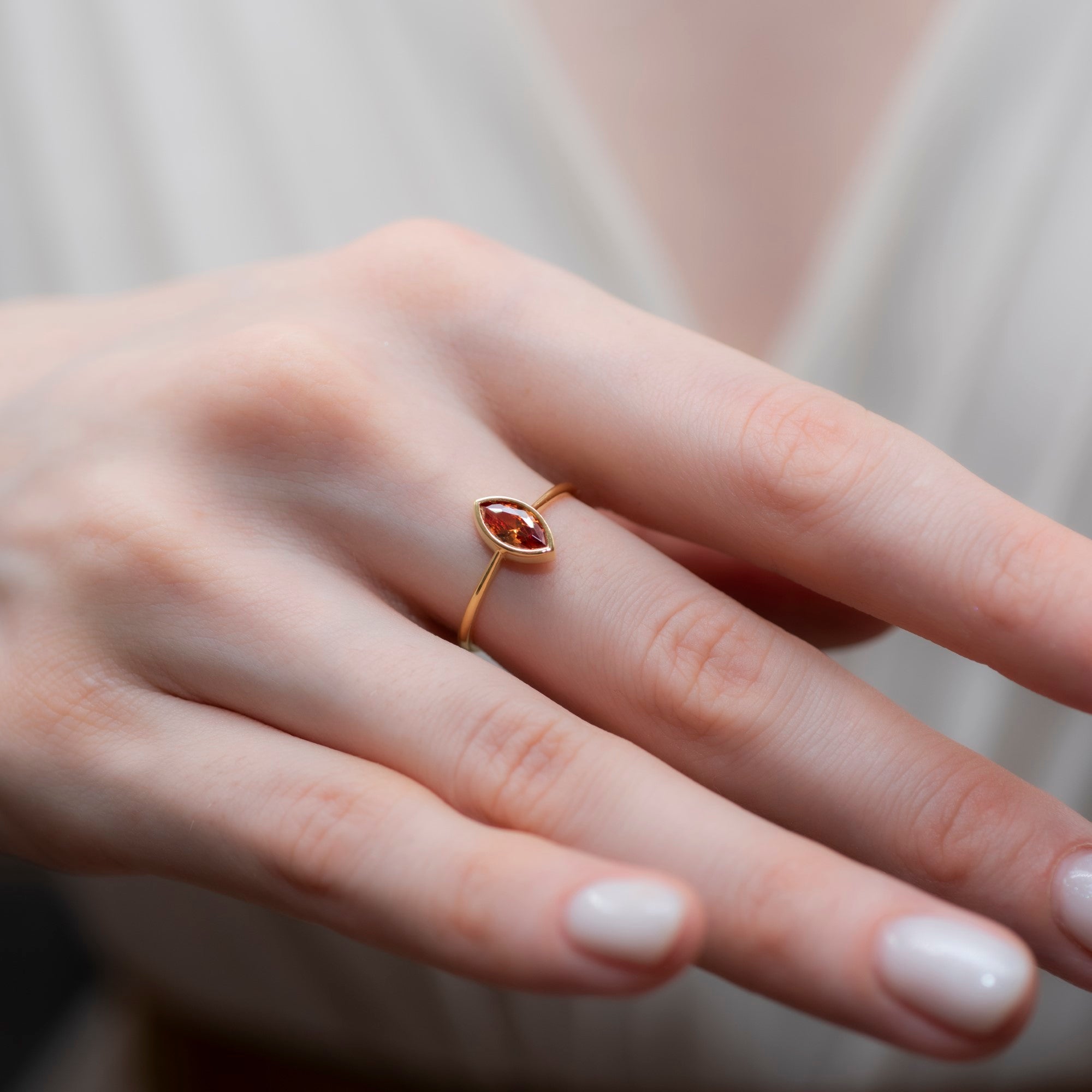 Citrine Ring Bezel Marquise Cut in 14K Solid Gold, November Birthstone Jewelry Queen Jewelry Rings